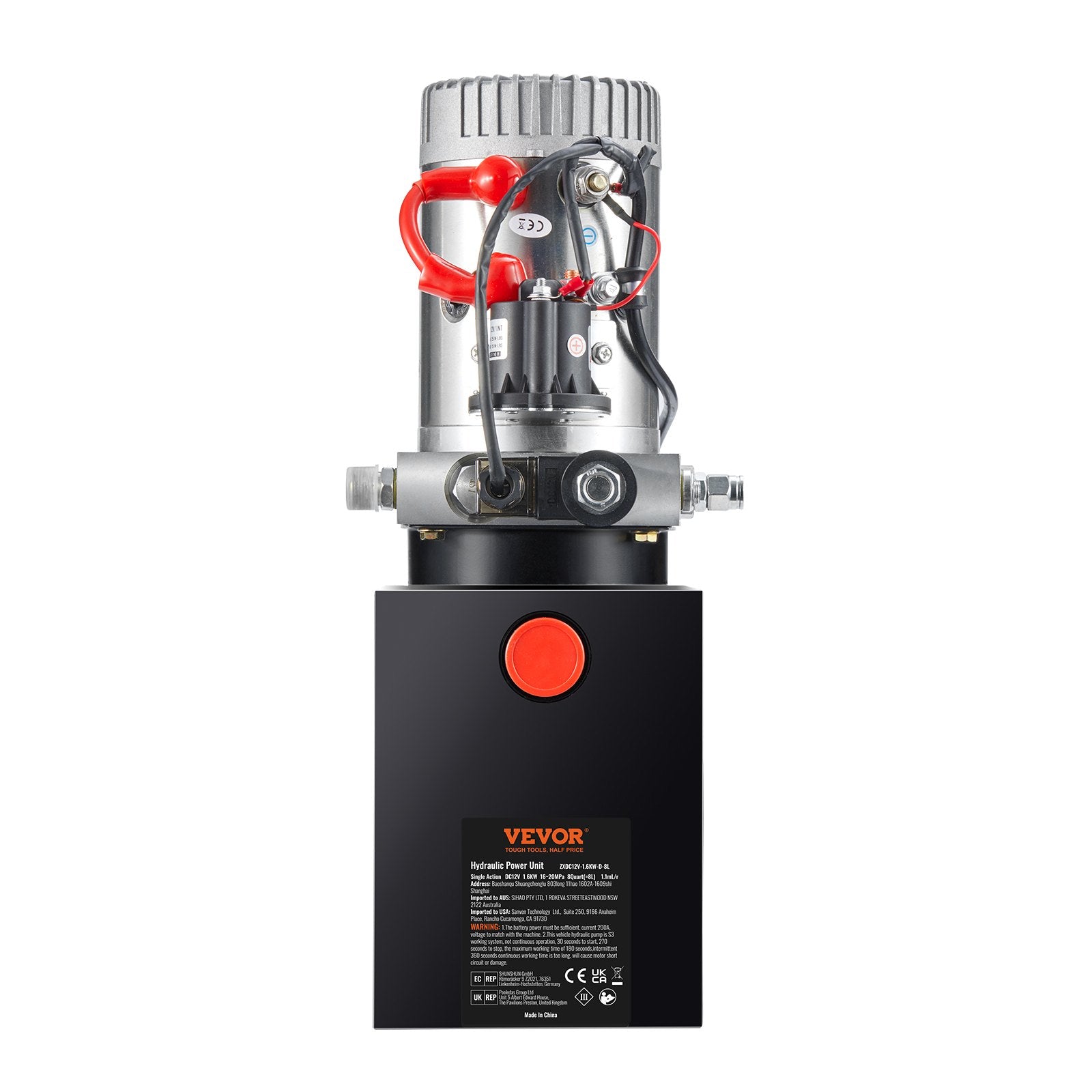 Fuel & Exhaust: VEVOR Hydraulic Pump, 8 Quart Hydraulic Power Unit, Single Acting Dump Trailer Pump, 0.91 GPM Flow Rate, 3200 PSI Max Relief Pressure, DC 12V Hydraulic Pump for Dump Trailer Car Lifting