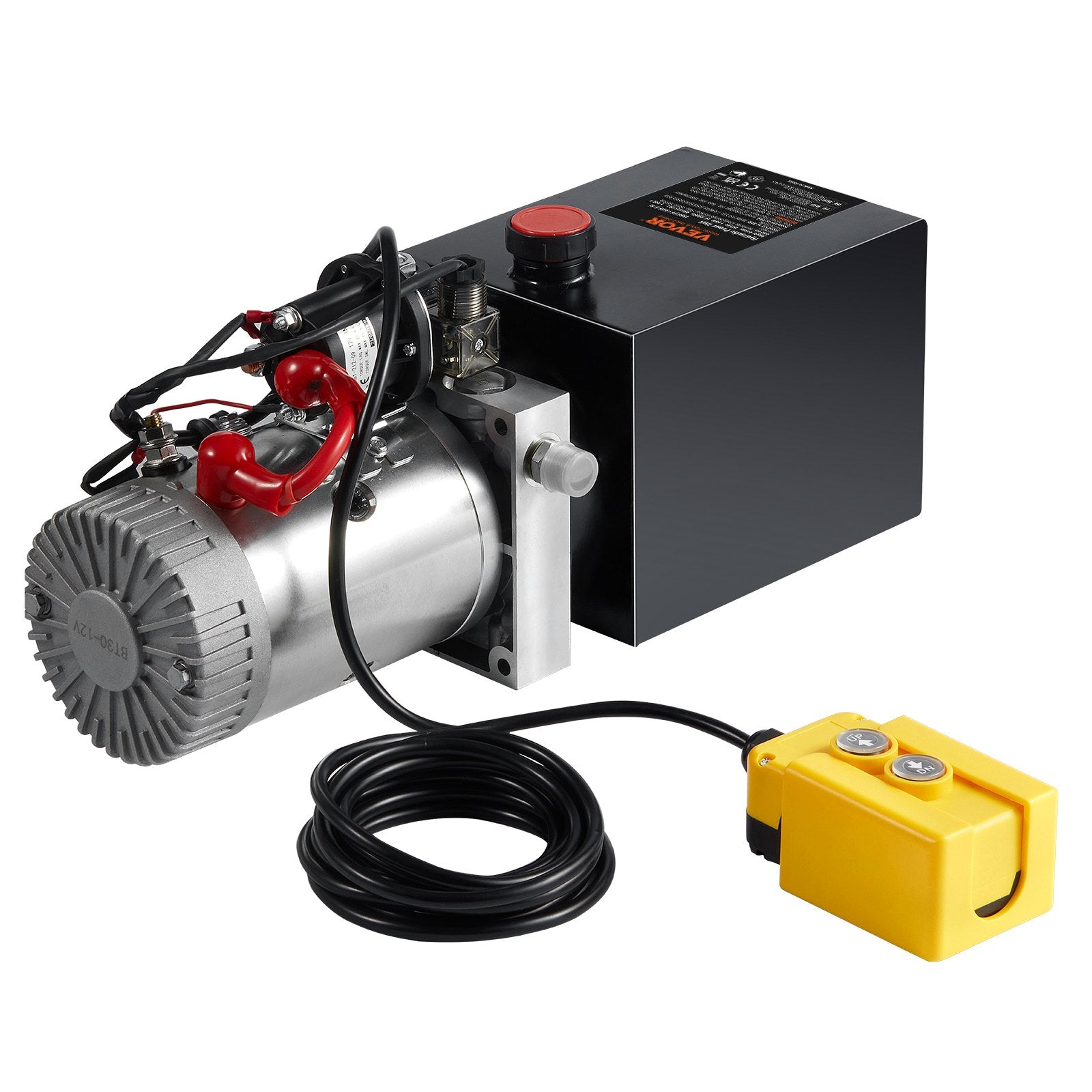 Fuel & Exhaust: VEVOR Hydraulic Pump, 8 Quart Hydraulic Power Unit, Single Acting Dump Trailer Pump, 0.91 GPM Flow Rate, 3200 PSI Max Relief Pressure, DC 12V Hydraulic Pump for Dump Trailer Car Lifting