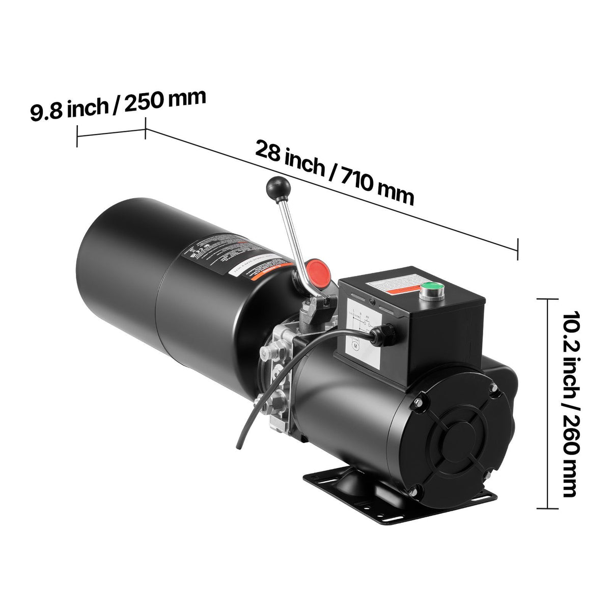 Hydraulic Pump Power Unit, AC 220V, 10 Quart Single Acting Hydraulic Unit, 6.3 L/min Oil Flow, Max Discharge Pressure 22 MPa for Dump Truck, Auto Repair Garage, Car Lifting Platforms, Black