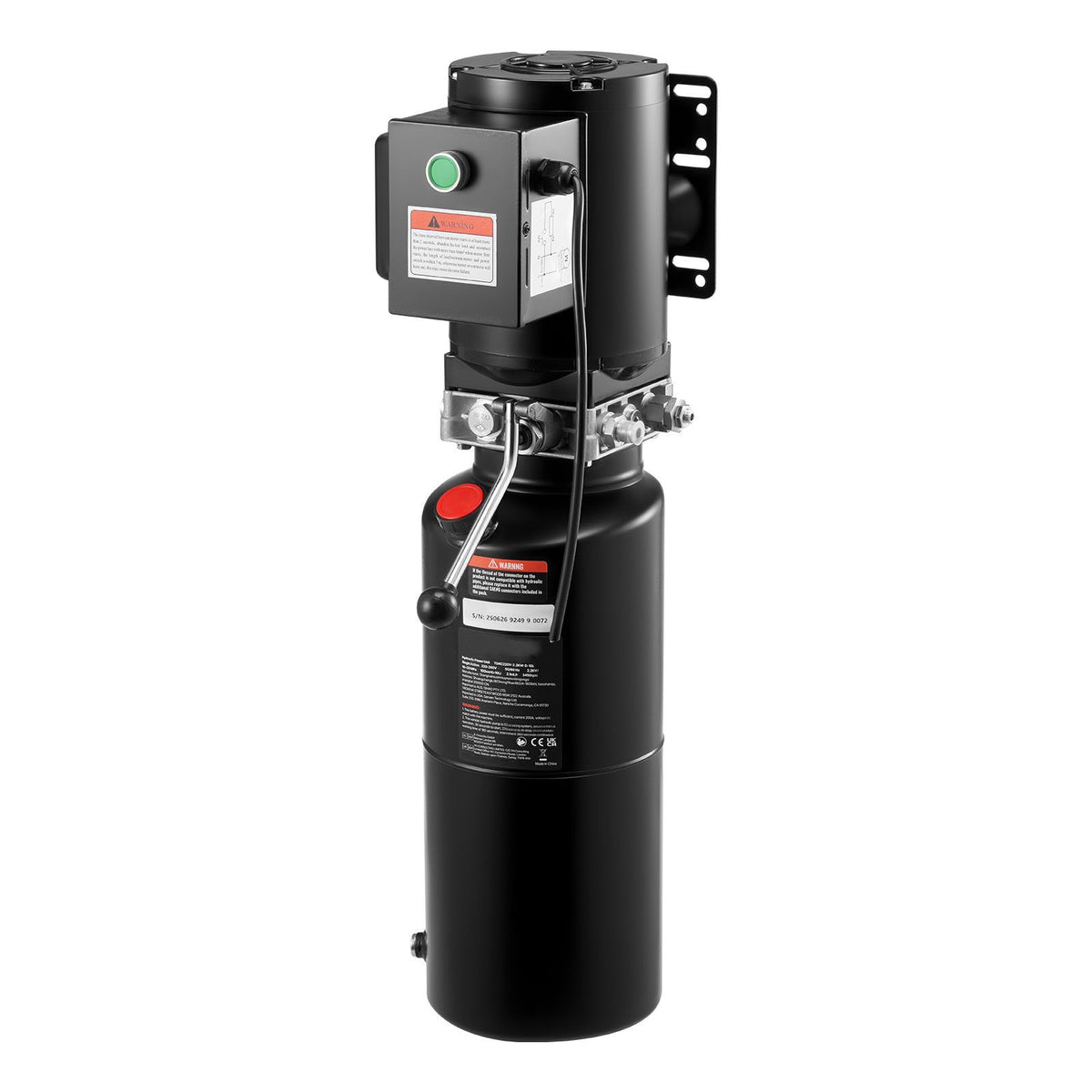 Hydraulic Pump Power Unit, AC 220V, 10 Quart Single Acting Hydraulic Unit, 6.3 L/min Oil Flow, Max Discharge Pressure 22 MPa for Dump Truck, Auto Repair Garage, Car Lifting Platforms, Black