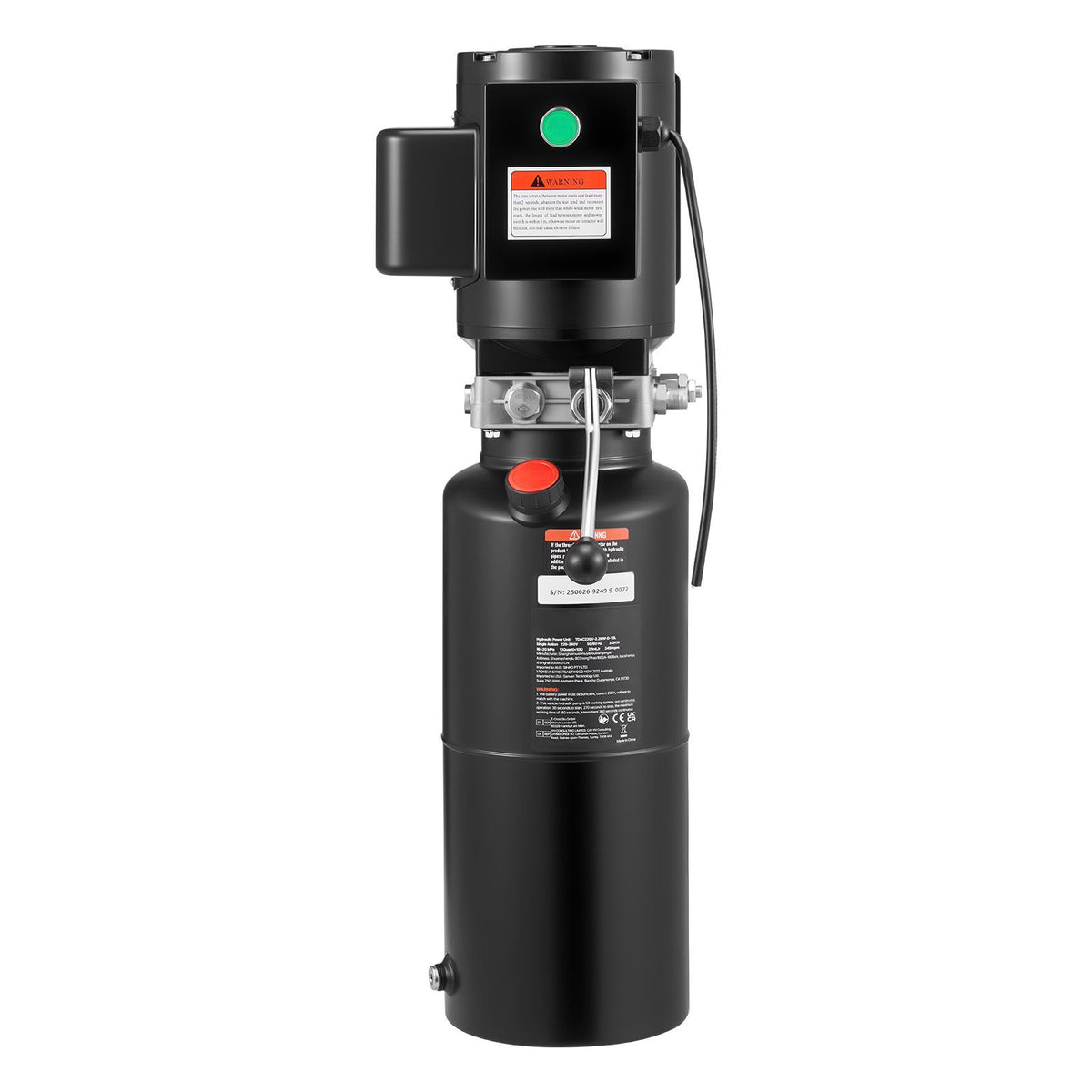 Hydraulic Pump Power Unit, AC 220V, 10 Quart Single Acting Hydraulic Unit, 6.3 L/min Oil Flow, Max Discharge Pressure 22 MPa for Dump Truck, Auto Repair Garage, Car Lifting Platforms, Black