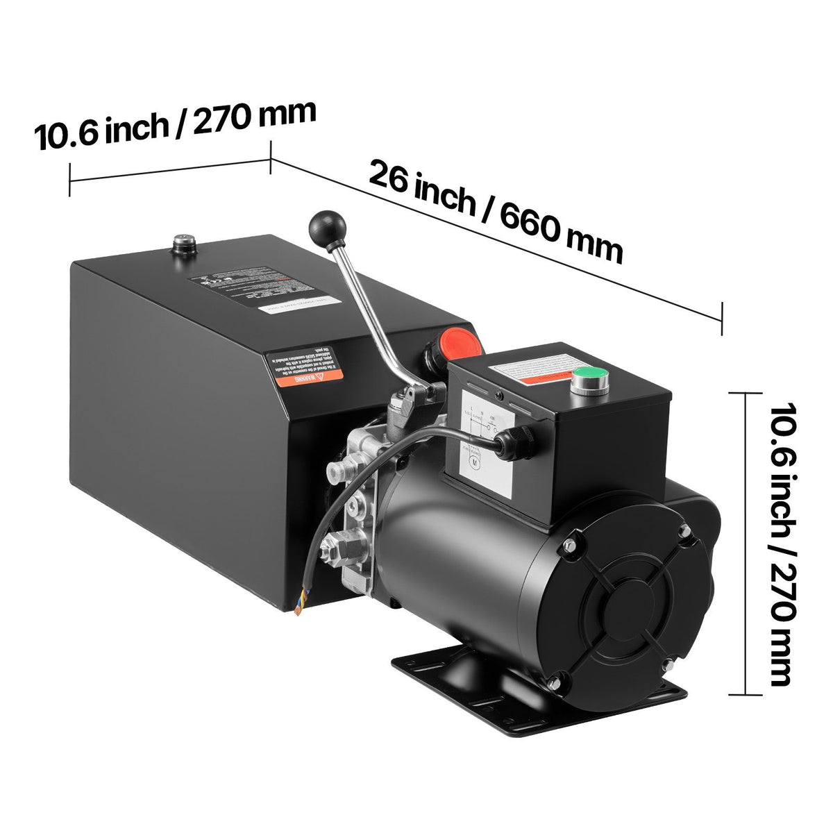 Hydraulic Pump Power Unit, AC 220V, 15 Quart Single Acting Hydraulic Unit, 6.3 L/min Oil Flow, Max Discharge Pressure 22 MPa for Dump Truck, Auto Repair Garage, Car Lifting Platforms, Black