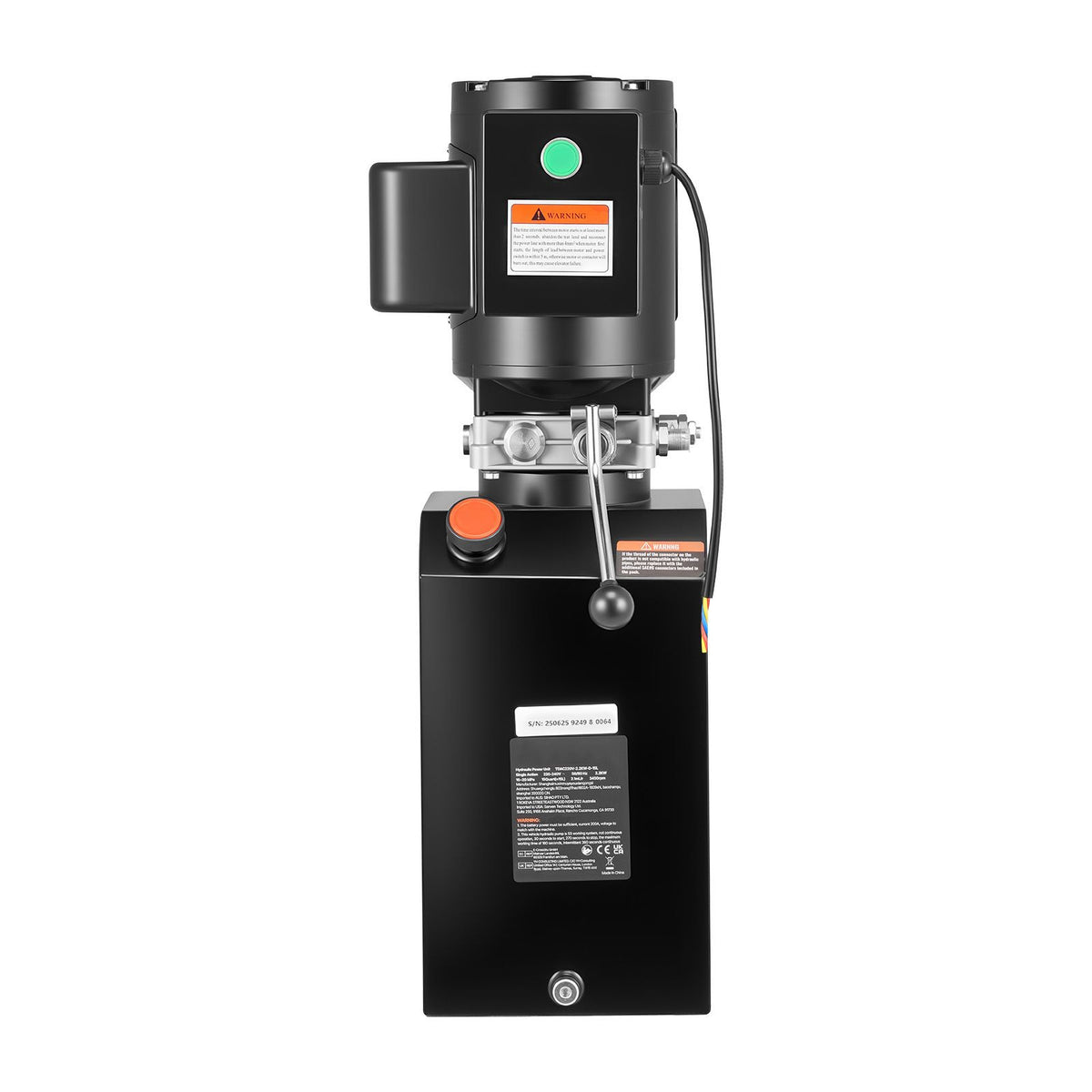 Hydraulic Pump Power Unit, AC 220V, 15 Quart Single Acting Hydraulic Unit, 6.3 L/min Oil Flow, Max Discharge Pressure 22 MPa for Dump Truck, Auto Repair Garage, Car Lifting Platforms, Black