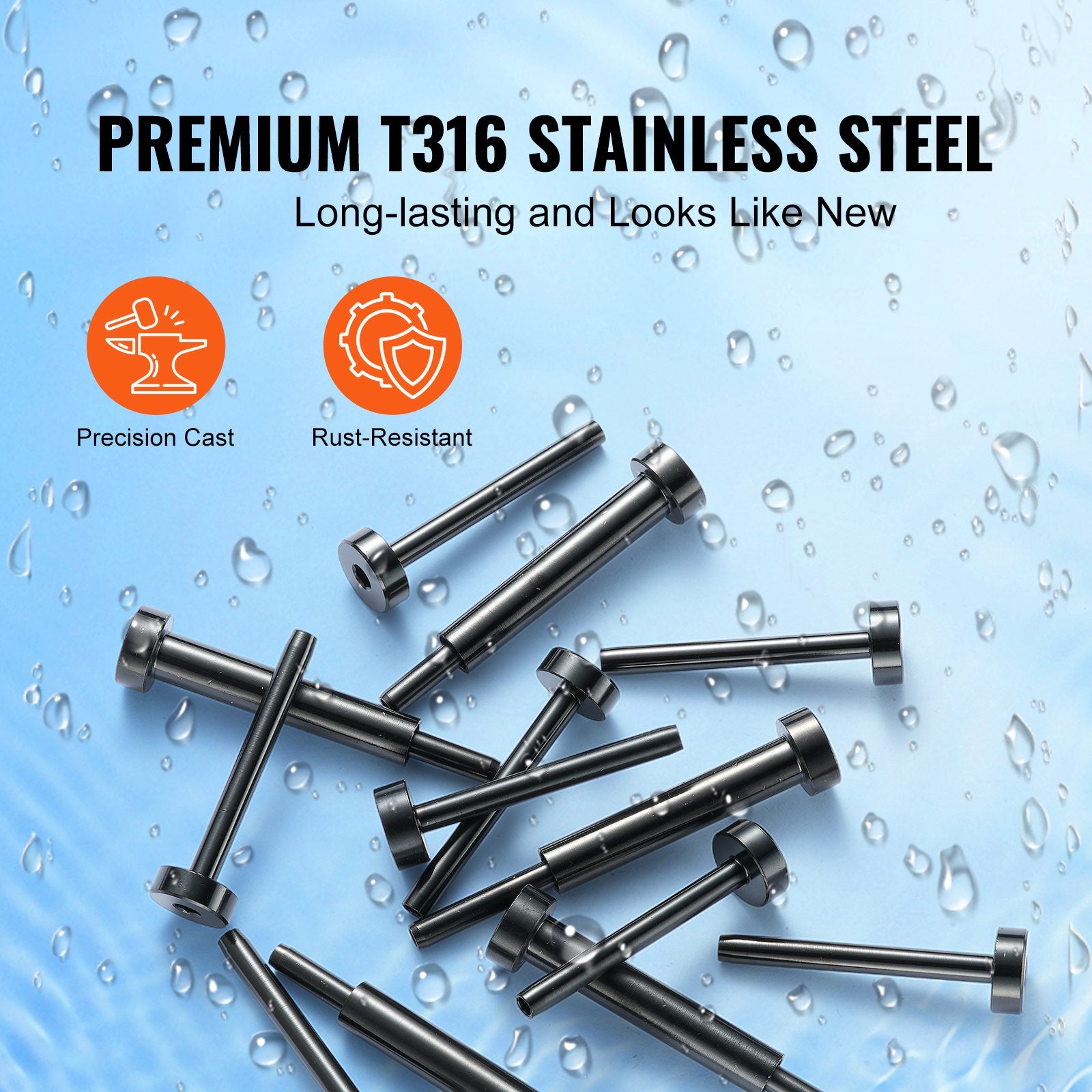 Building Materials: VEVOR 40 Pack Invisible Cable Railing kit, T316 Stainless Steel 3.2mm Invisible Receiver and Swage Stud End for Cable Railing, Swage Tensioner 3.2mm for Wood/Metal Post, Cable Railing Hardware, Black