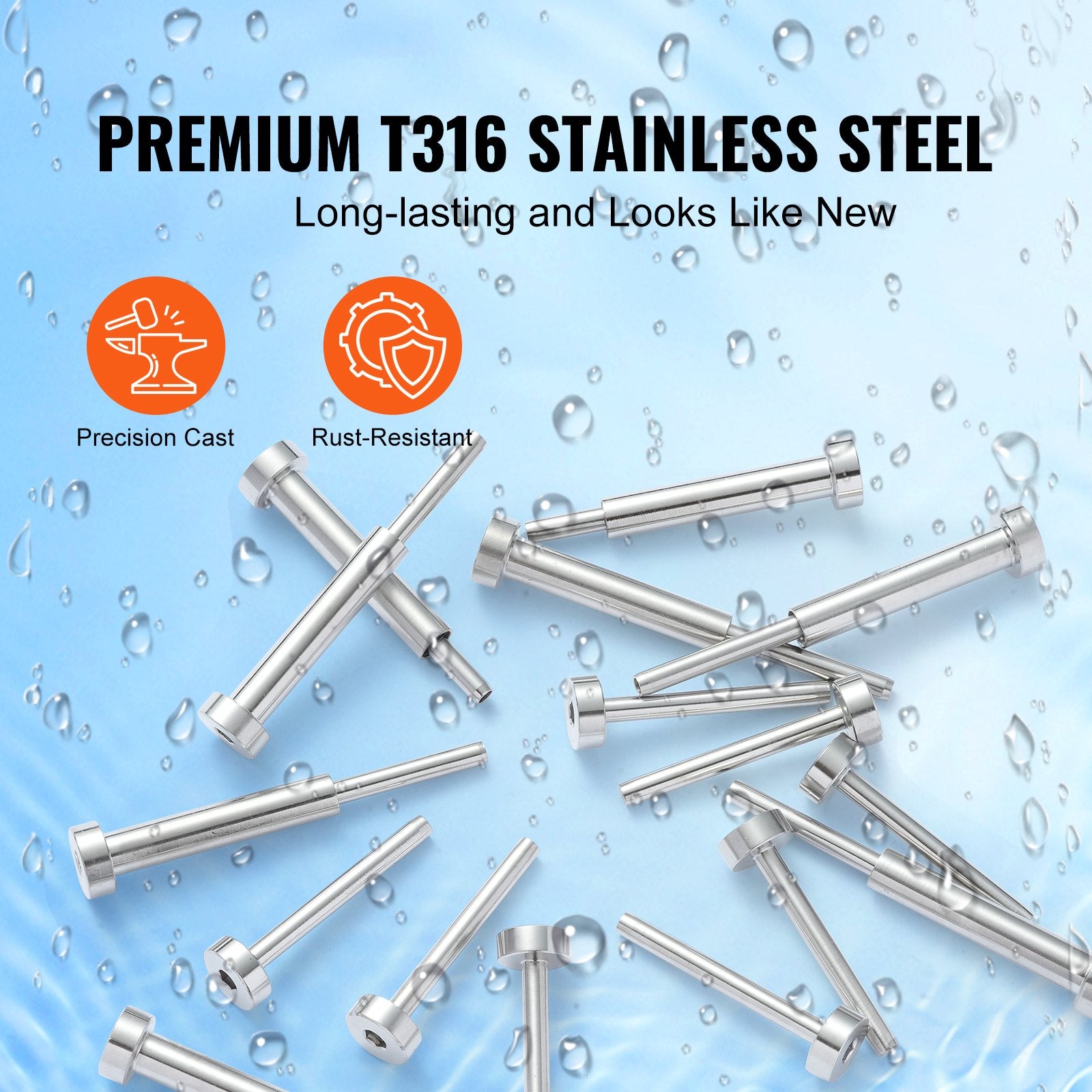 Building Materials: VEVOR 20 Pack Invisible Cable Railing kit, T316 Stainless Steel 3.2mm Invisible Receiver and Swage Stud End for Cable Railing, Swage Tensioner 3.2mm for Wood/Metal Post, Cable Railing Hardware, Silver