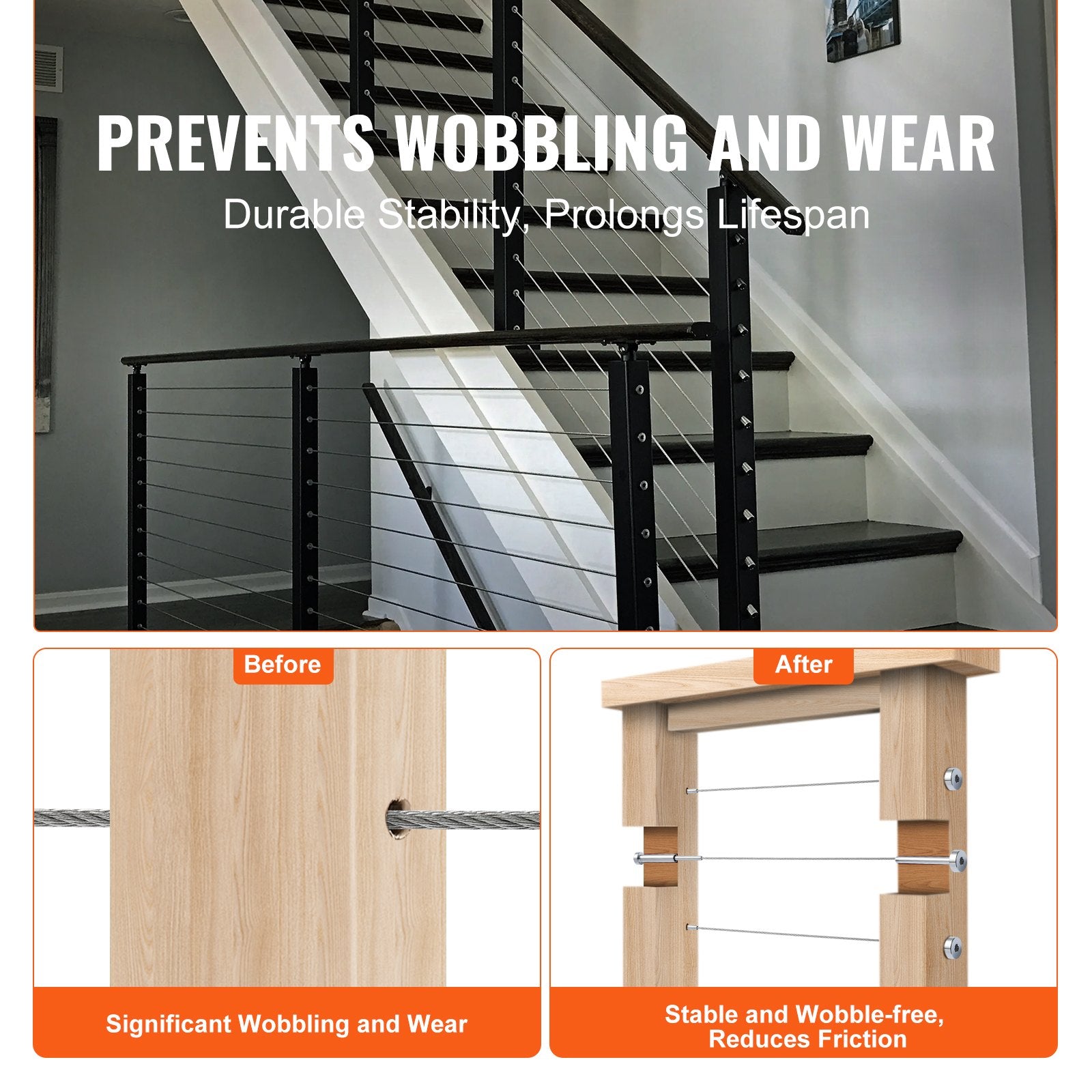 Building Materials: VEVOR 20 Pack Invisible Cable Railing kit, T316 Stainless Steel 3.2mm Invisible Receiver and Swage Stud End for Cable Railing, Swage Tensioner 3.2mm for Wood/Metal Post, Cable Railing Hardware, Silver
