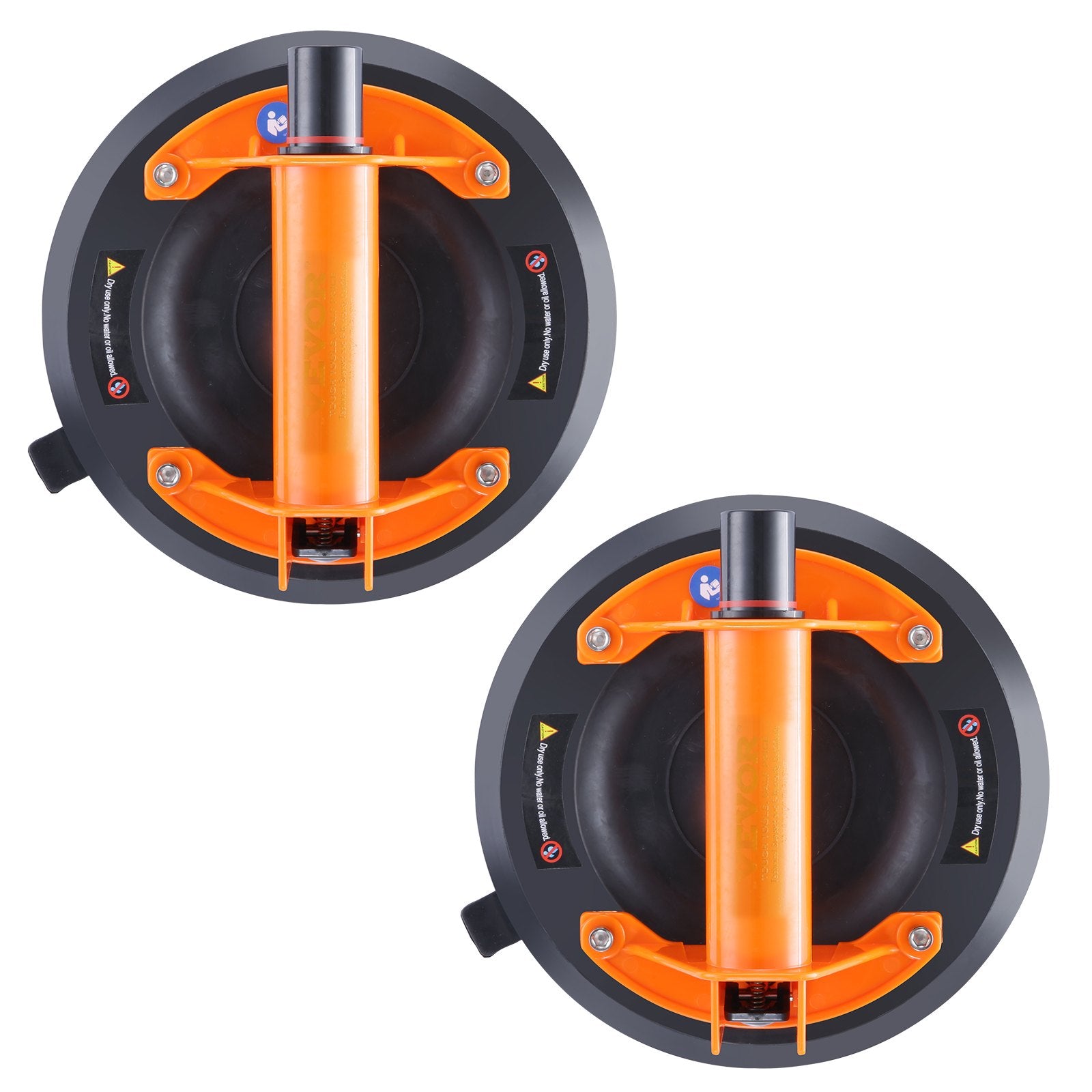 Kitchen & Bathroom DIY: VEVOR Glass Suction Cup, 203 mm 2 Pack 278 kg Capacity, Vacuum Suction Cup with Steel Handle & Carry Box, Heavy Duty Industrial Suction Cup Lifter Tool for Glass, Granite, Tile, Metal, Wood Lifting