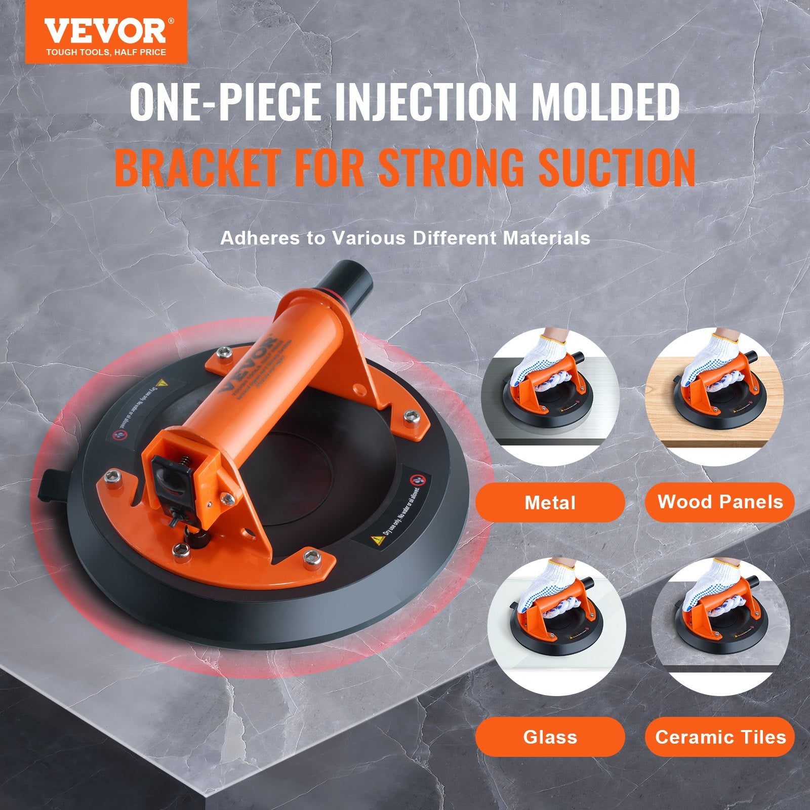 Glass Suction Cup, 203 mm 2 Pack 278 kg Capacity, Vacuum Suction Cup with ABS Handle and Carry Box, Heavy Duty Industrial Suction Cup Lifter Tool for Glass, Granite, Tile, Metal, Wood Lifting