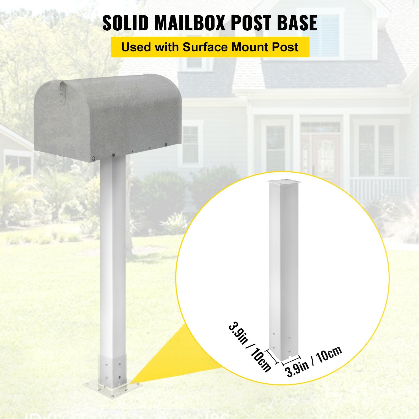Postage Satchels & Boxes: VEVOR Mailbox Post, 43"" High Mailbox Stand, White Powder-Coated Mail Box Post Kit, Q235 Steel Post Stand Surface Mount Post for Sidewalk and Street Curbside, Universal Mail Post for Outdoor Mailbox