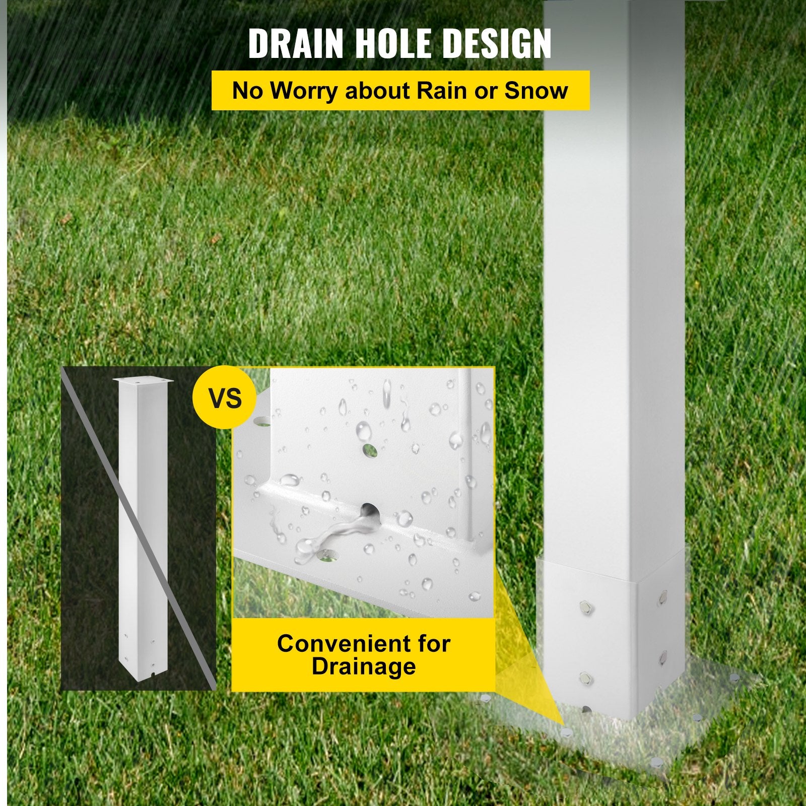Postage Satchels & Boxes: VEVOR Mailbox Post, 43"" High Mailbox Stand, White Powder-Coated Mail Box Post Kit, Q235 Steel Post Stand Surface Mount Post for Sidewalk and Street Curbside, Universal Mail Post for Outdoor Mailbox
