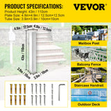 Postage Satchels & Boxes: VEVOR Mailbox Post, 43"" High Mailbox Stand, White Powder-Coated Mail Box Post Kit, Q235 Steel Post Stand Surface Mount Post for Sidewalk and Street Curbside, Universal Mail Post for Outdoor Mailbox
