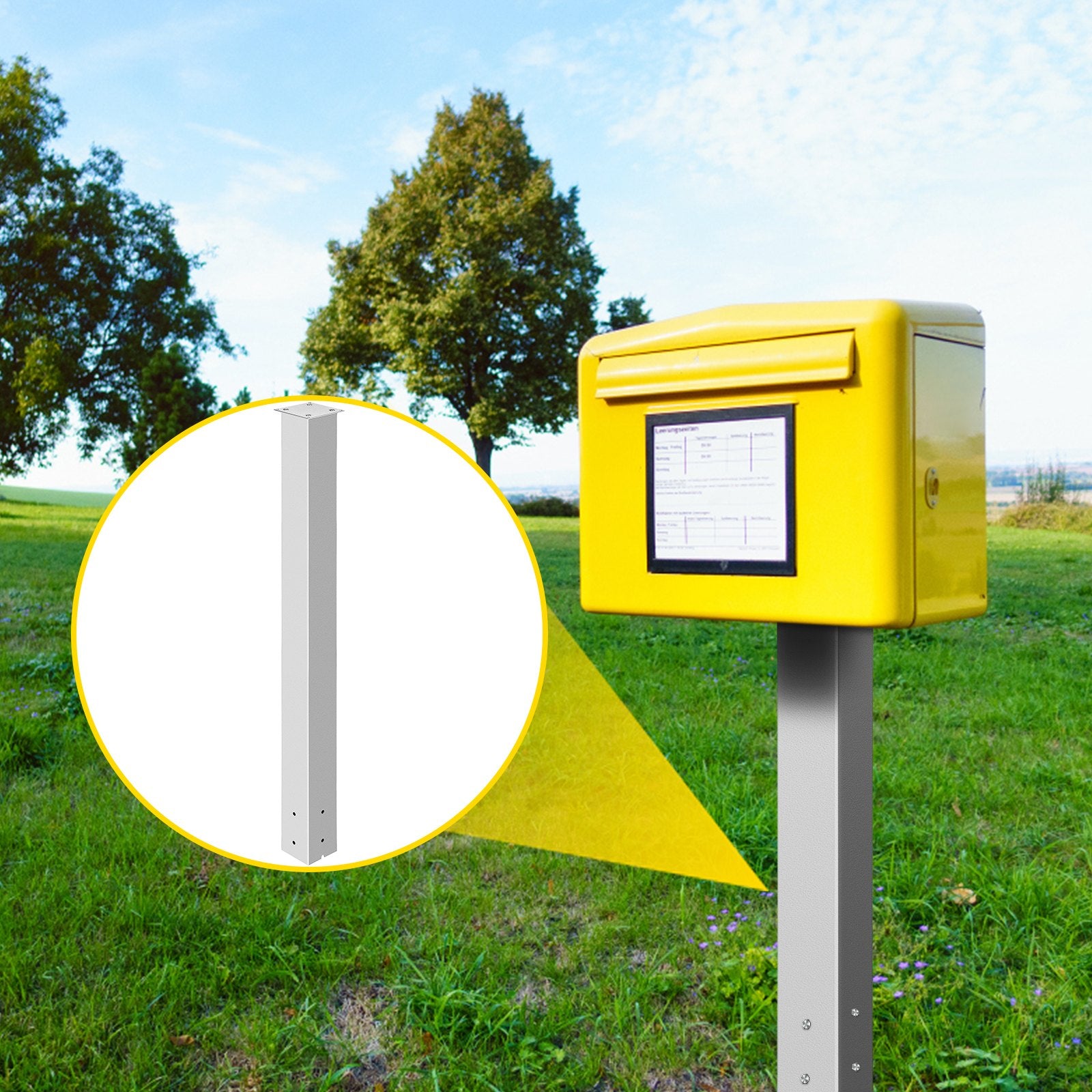 Postage Satchels & Boxes: VEVOR Mailbox Post, 43"" High Mailbox Stand, White Powder-Coated Mail Box Post Kit, Q235 Steel Post Stand Surface Mount Post for Sidewalk and Street Curbside, Universal Mail Post for Outdoor Mailbox