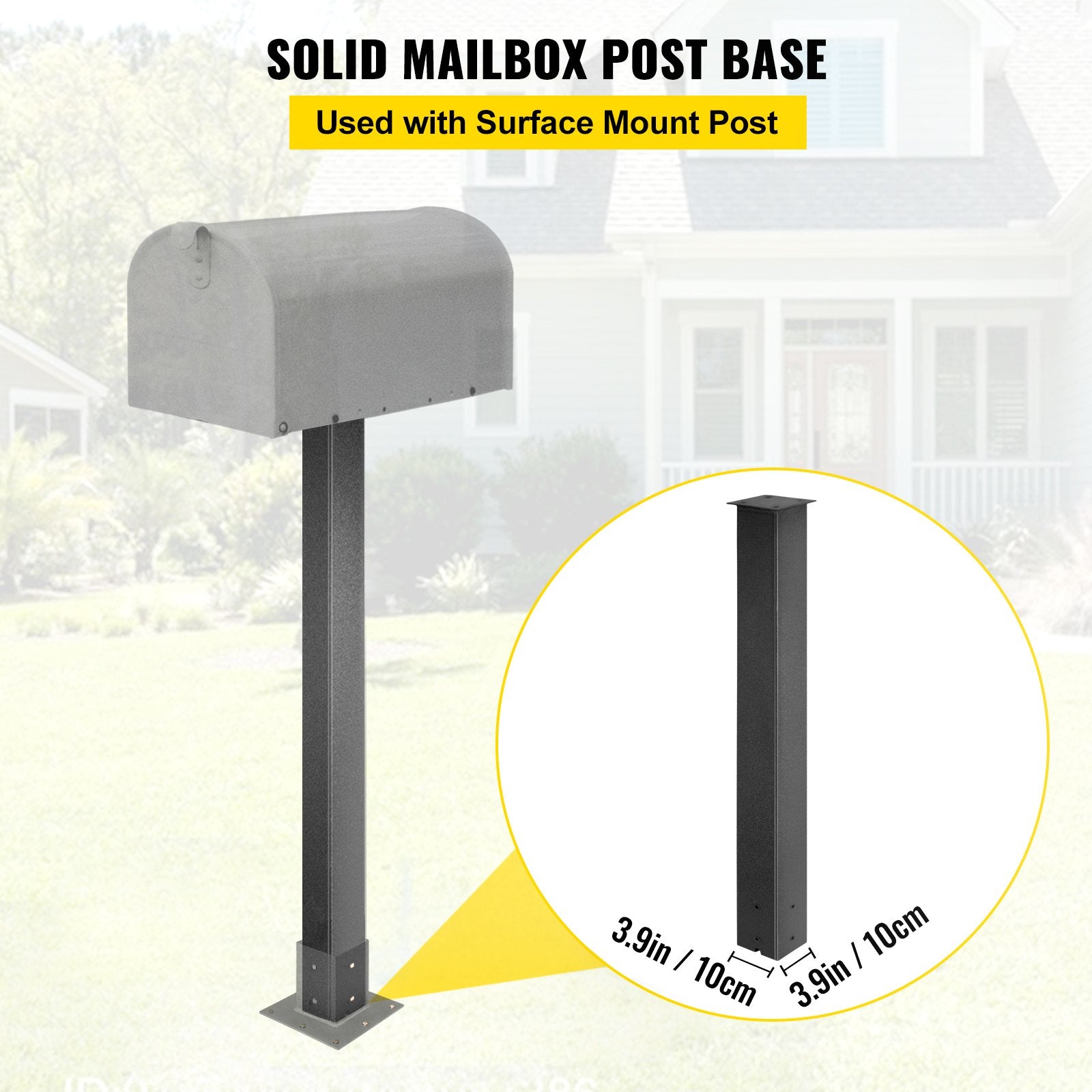 Traffic Control & Parking Tools: VEVOR Mailbox Post Stand Mail Box Post 43" Black Powder-Coated Steel for Outdoor