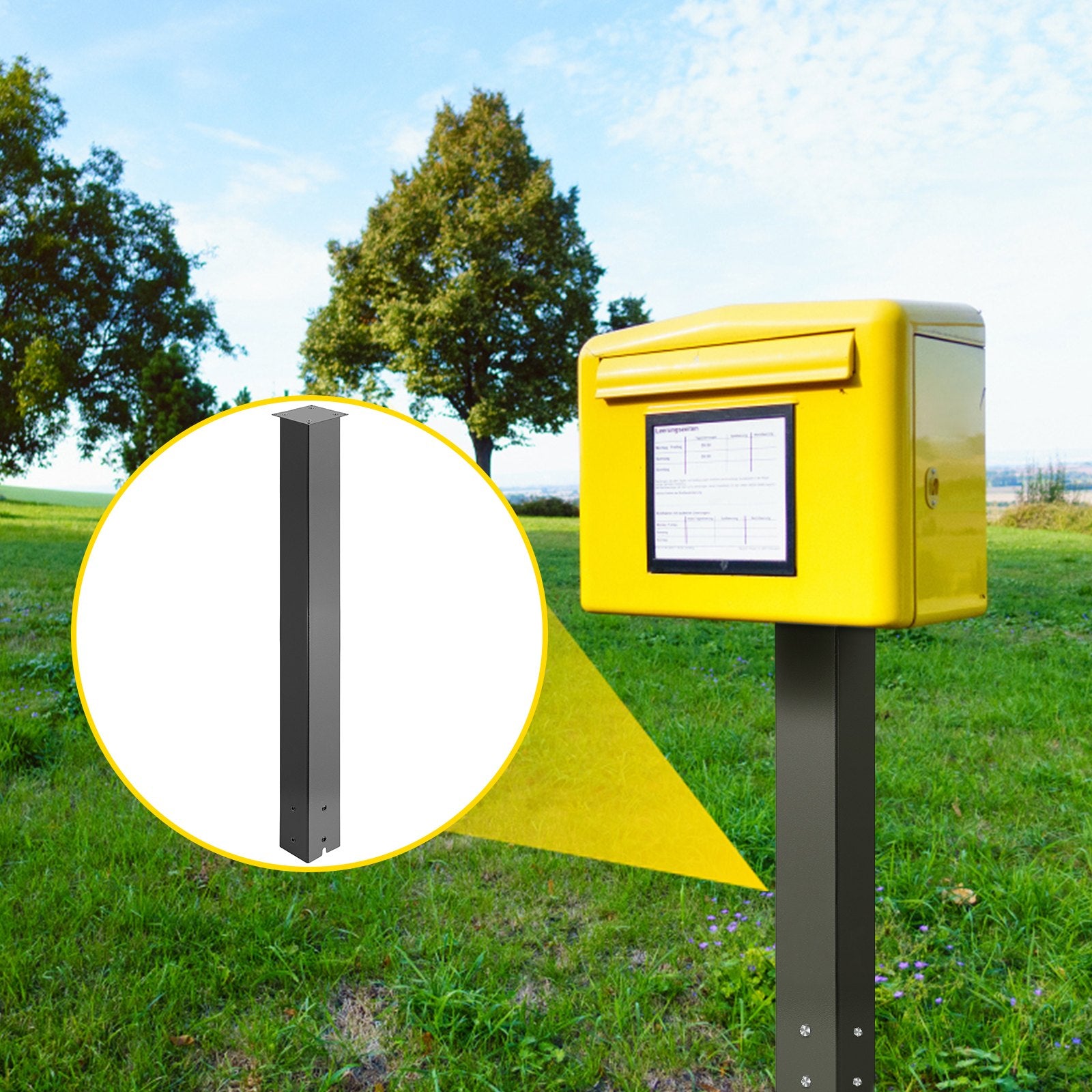 Traffic Control & Parking Tools: VEVOR Mailbox Post Stand Mail Box Post 43" Black Powder-Coated Steel for Outdoor
