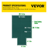 Swimming Pools: VEVOR Pool Safety Cover Fits18x36ft Inground Safety Pool Cover Green Mesh with 4x8ft Center End Steps Solid Pool Safety Cover for Swimming Pool Winter