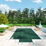 Swimming Pools: VEVOR Pool Safety Cover Fits18x36ft Inground Safety Pool Cover Green Mesh with 4x8ft Center End Steps Solid Pool Safety Cover for Swimming Pool Winter