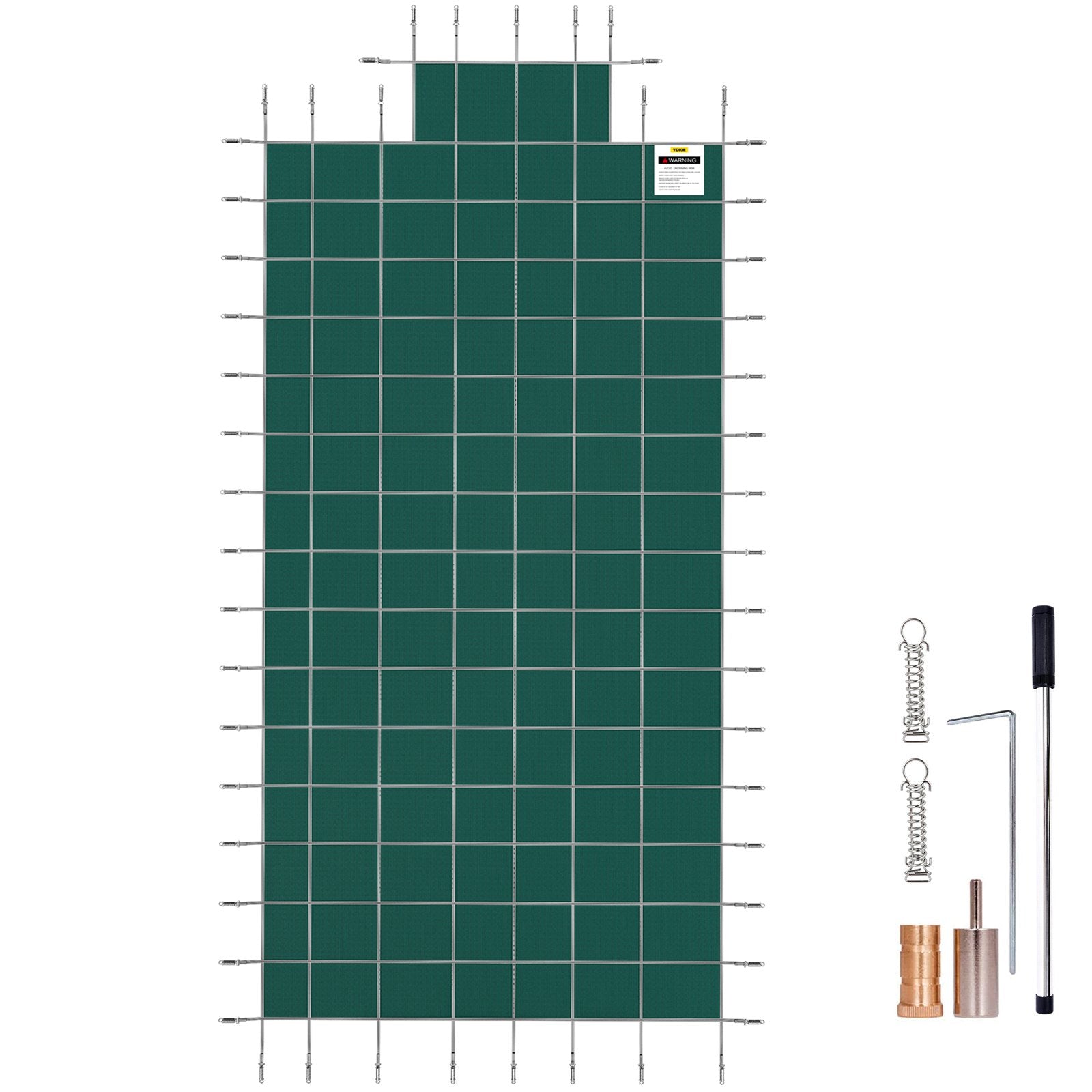 Pool Covers & Accessories: VEVOR Pool Safety Cover Fits 20x40ft Rectangle Inground Safety Pool Cover Green Mesh with 4x8ft Center End Steps Solid Pool Safety Cover for Swimming Pool Winter Safety Cover