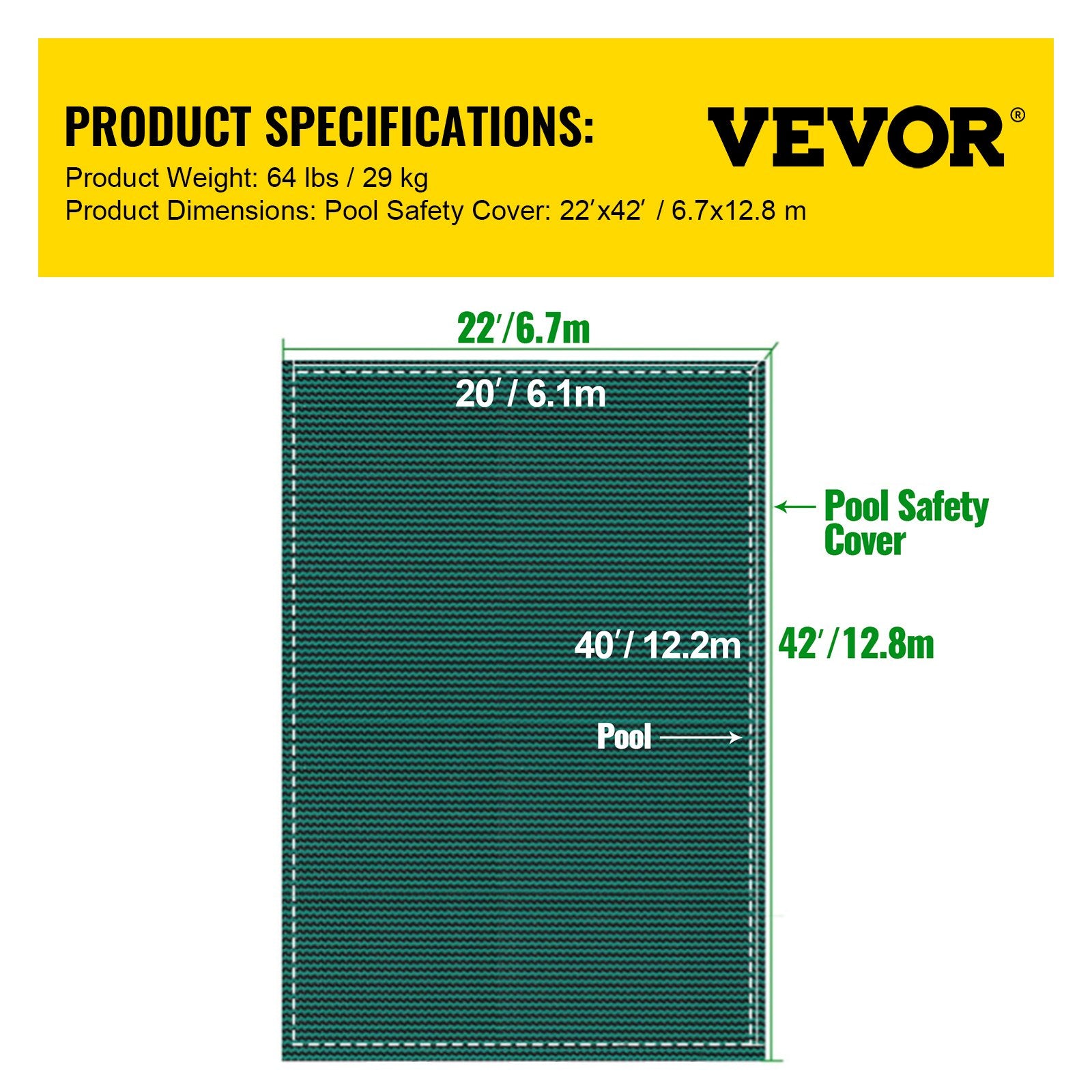 Pool Covers & Accessories: VEVOR Pool Safety Cover Fits 20x40ft Rectangle Inground Safety Pool Cover Green Mesh Solid Pool Safety Cover for Swimming Pool Winter Safety Cover