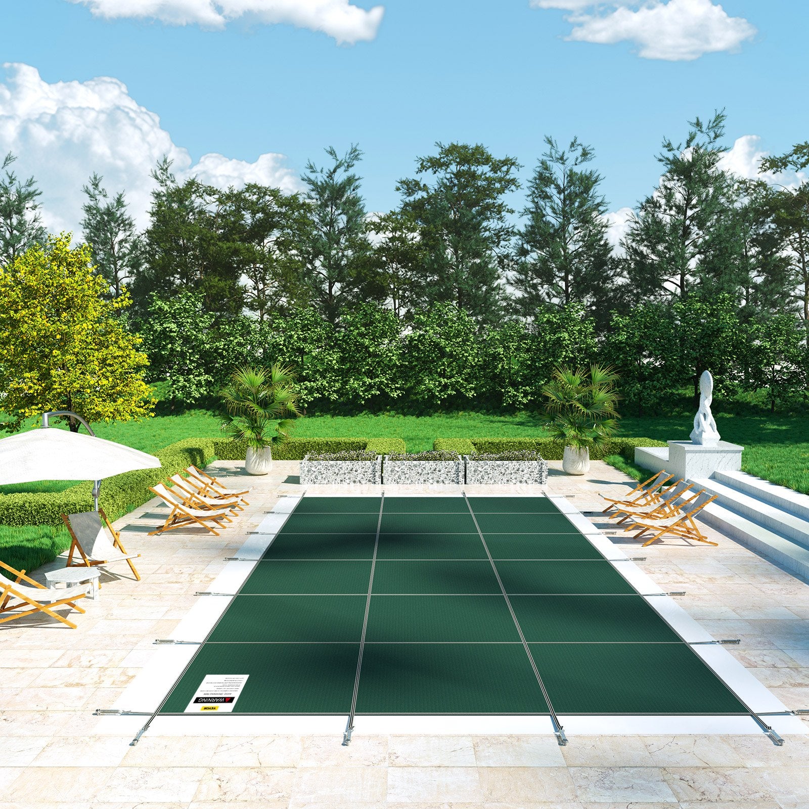 Pool Covers & Accessories: VEVOR Pool Safety Cover Fits 20x40ft Rectangle Inground Safety Pool Cover Green Mesh Solid Pool Safety Cover for Swimming Pool Winter Safety Cover