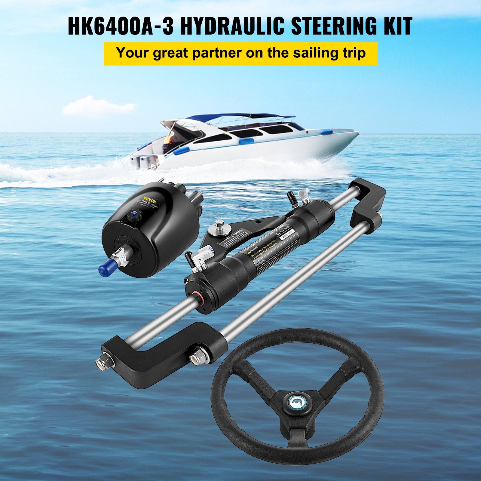 Automotive Repair & Speciality Tools: VEVOR Hydraulic Steering Kit 300HP, Hydraulic Boat Steering Kit Helm Pump, Hydraulic Boat Steering Kit Without Hydraulic Steering Hose for Boat Steering System