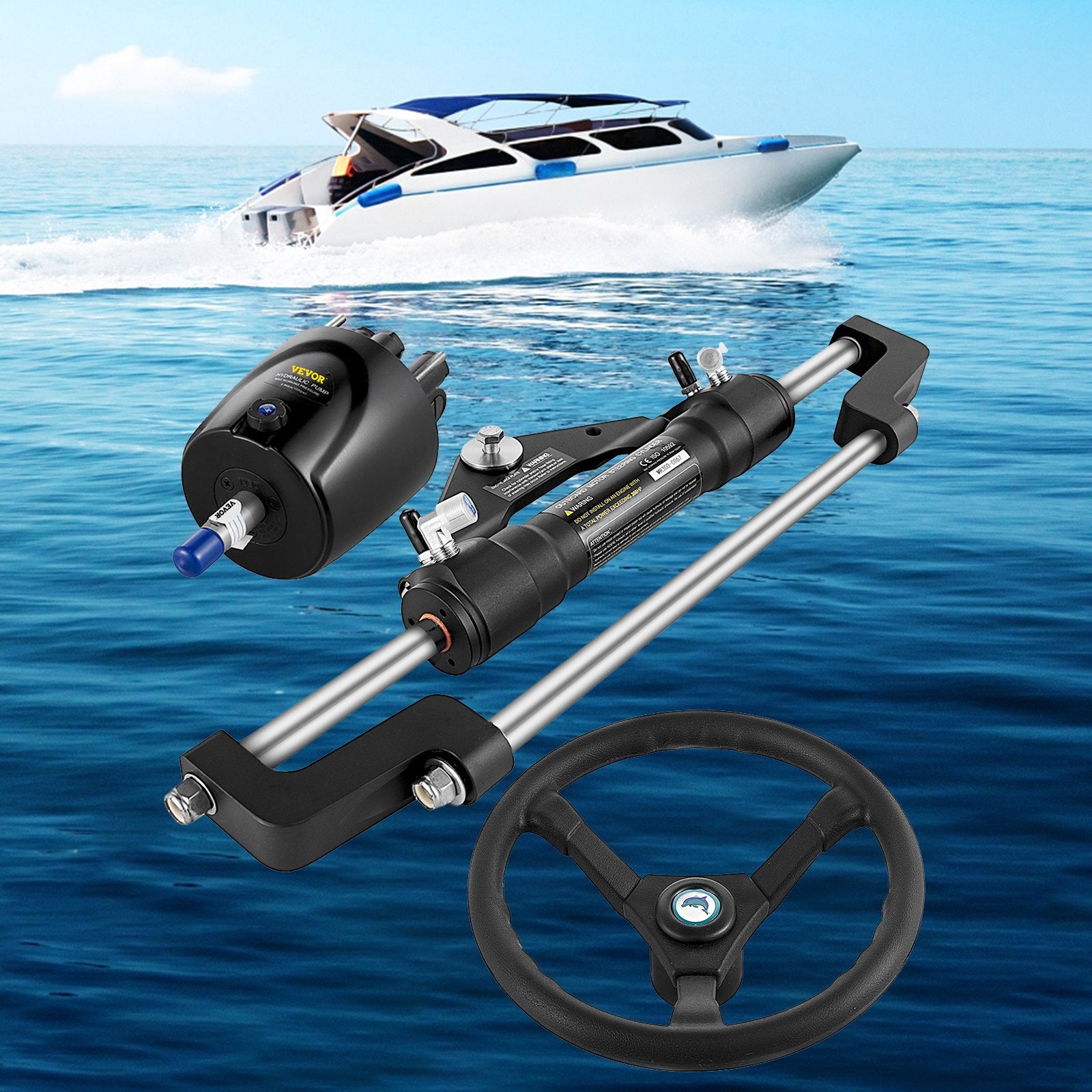 Automotive Repair & Speciality Tools: VEVOR Hydraulic Steering Kit 300HP, Hydraulic Boat Steering Kit Helm Pump, Hydraulic Boat Steering Kit Without Hydraulic Steering Hose for Boat Steering System