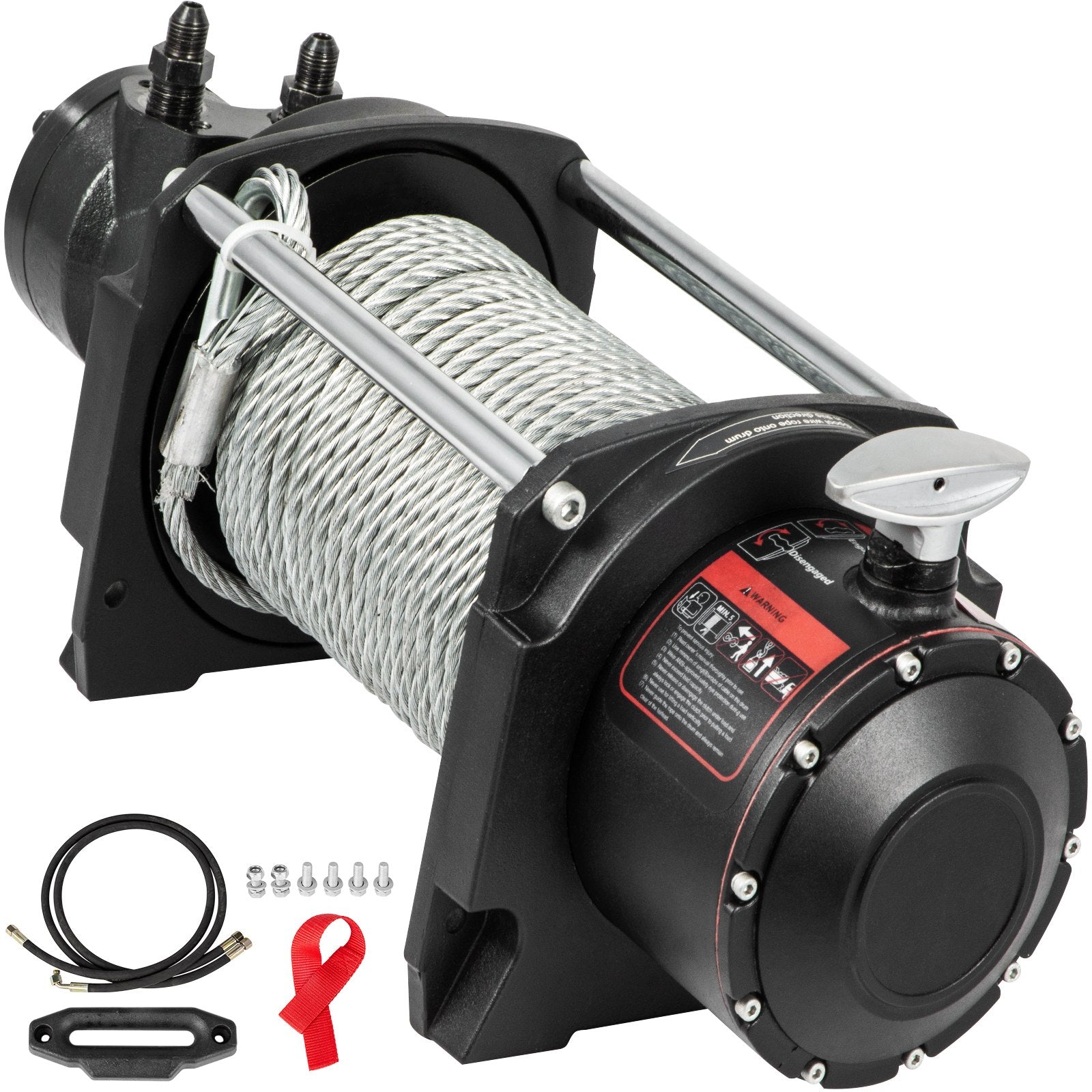 Industrial Hydraulic Winch 4535kg, Hydraulic Anchor Winch with 24m Strong Steel Cable, Hydraulic Drive Winch Adapter Kit, Utility Winch with Mechanical Lock for Tacoma Yukon Hummer, etc.