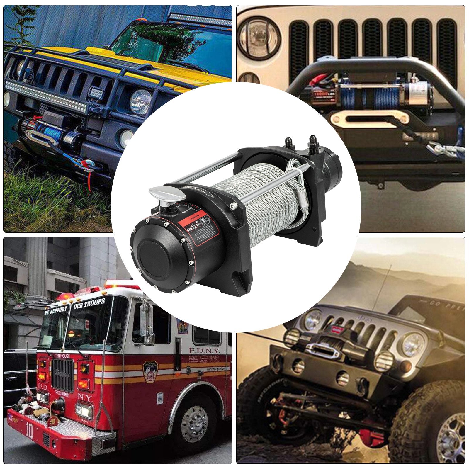 Industrial Hydraulic Winch 4535kg, Hydraulic Anchor Winch with 24m Strong Steel Cable, Hydraulic Drive Winch Adapter Kit, Utility Winch with Mechanical Lock for Tacoma Yukon Hummer, etc.