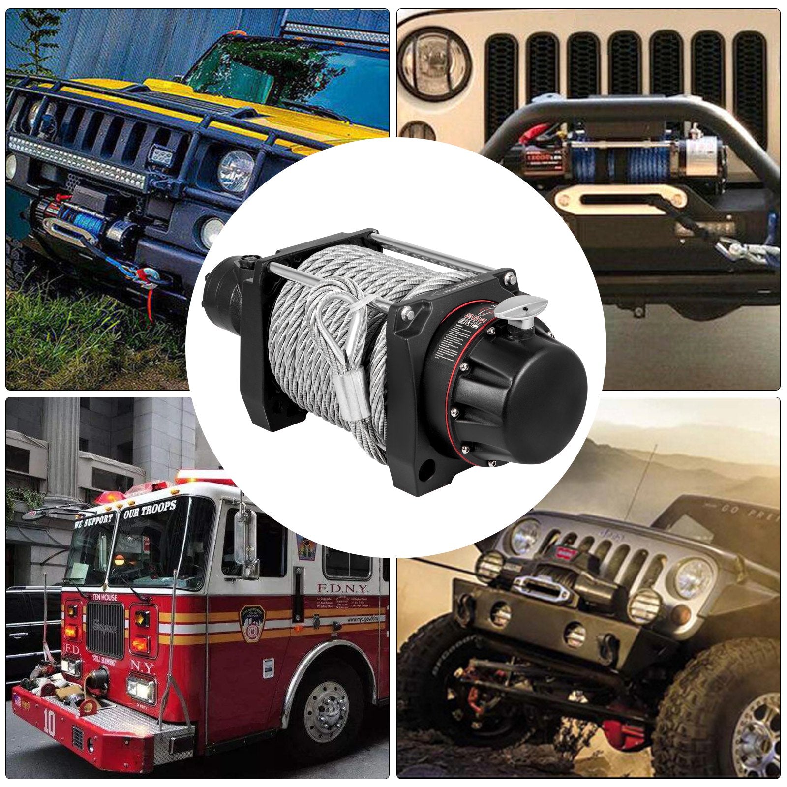 Industrial Hydraulic Winch 9071kg, Hydraulic Anchor Winch with 24m Strong Steel Cable, Hydraulic Drive Winch Adapter Kit, Utility Winch with Mechanical Lock for Tacoma Yukon Hummer, etc.
