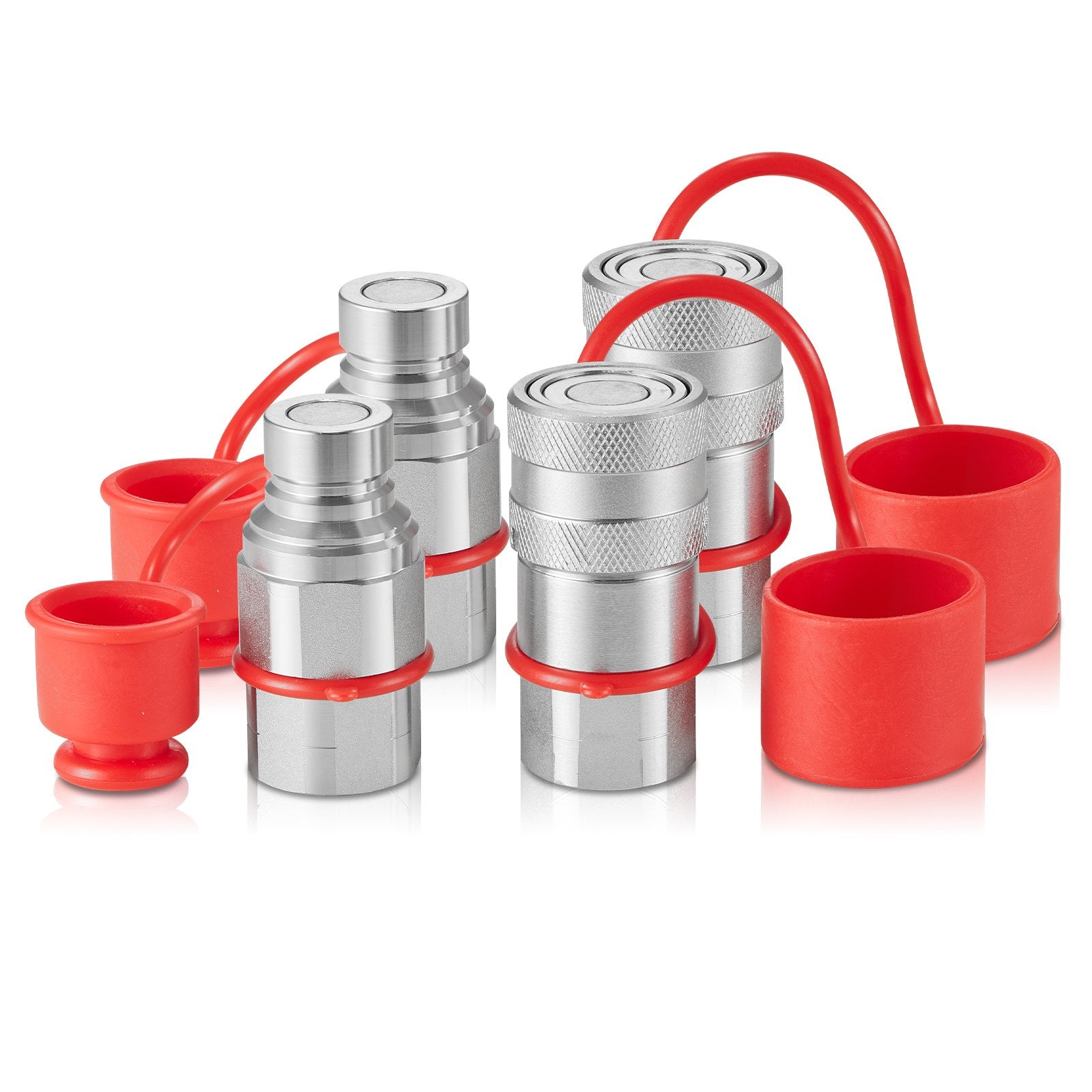 Automotive Repair & Speciality Tools: VEVOR 1/2" Flat Face Hydraulic Couplers 1/2" NPT Skid Steer Couplers 4 Dust Caps