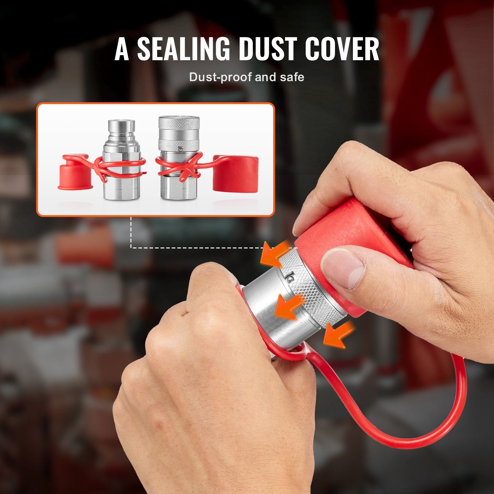 Automotive Repair & Speciality Tools: VEVOR 1/2" Flat Face Hydraulic Couplers 1/2" NPT Skid Steer Couplers 4 Dust Caps