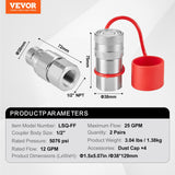 Automotive Repair & Speciality Tools: VEVOR 1/2" Flat Face Hydraulic Couplers 1/2" NPT Skid Steer Couplers 4 Dust Caps