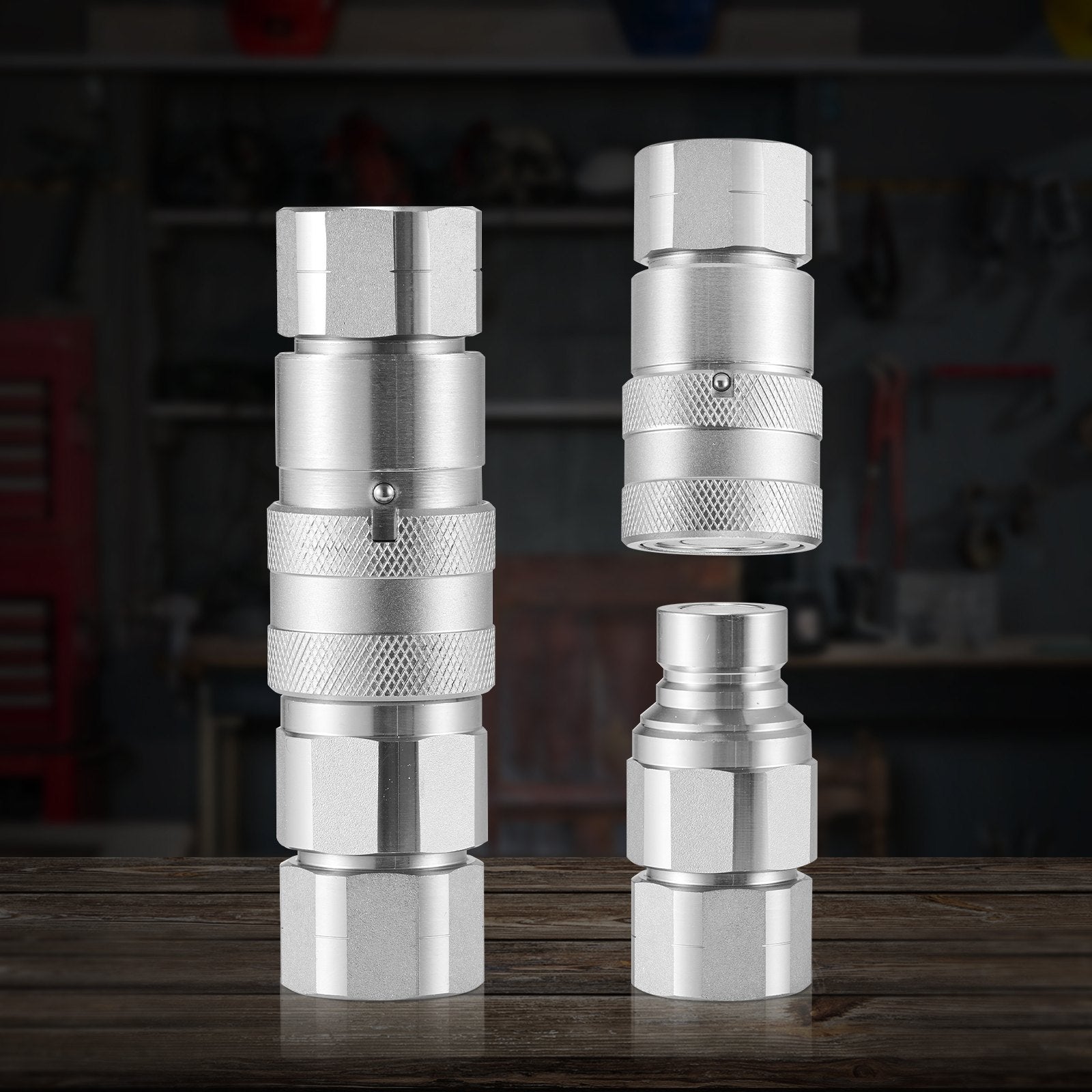 Automotive Repair & Speciality Tools: VEVOR 1/2" Flat Face Hydraulic Couplers 1/2" NPT Skid Steer Couplers 4 Dust Caps