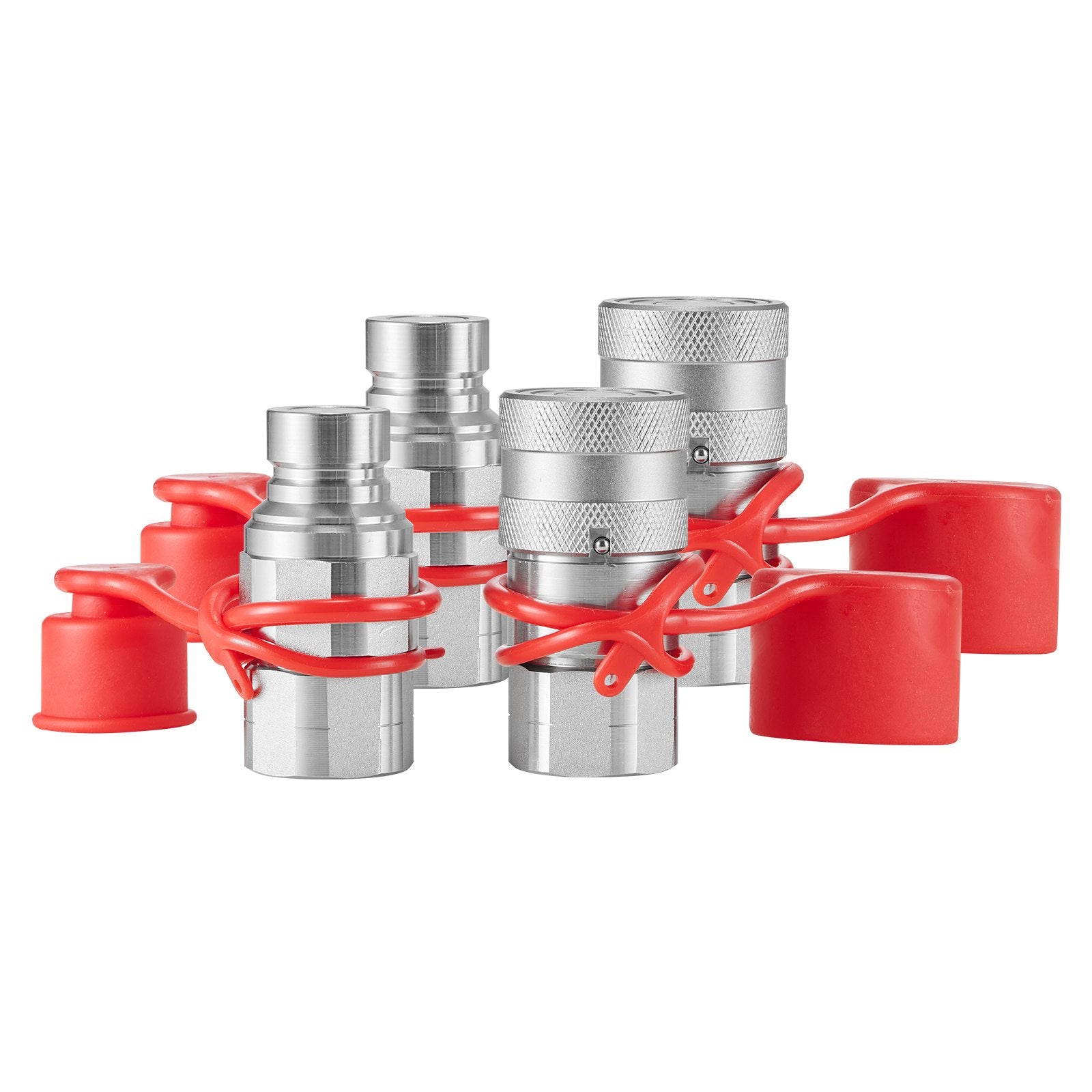Automotive Repair & Speciality Tools: VEVOR 1/2" Flat Face Hydraulic Couplers 1/2" NPT Skid Steer Couplers 4 Dust Caps