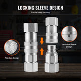 Automotive Repair & Speciality Tools: VEVOR 1/2" Flat Face Hydraulic Couplers 1/2" NPT Skid Steer Couplers 2 Dust Caps