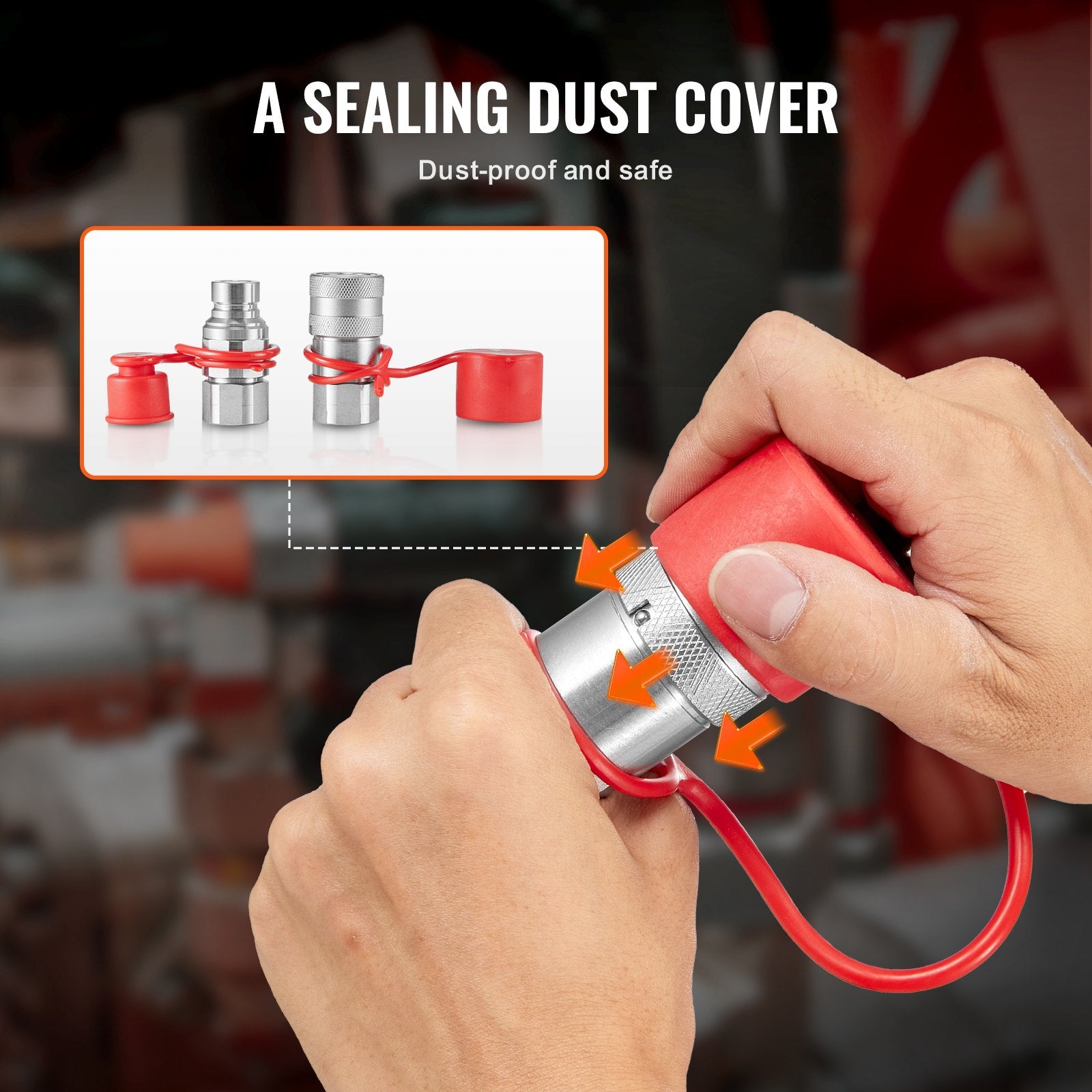 Automotive Repair & Speciality Tools: VEVOR 1/2" Flat Face Hydraulic Couplers 1/2" NPT Skid Steer Couplers 2 Dust Caps