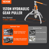 Automotive Parts: VEVOR Hydraulic Gear Puller 15 Ton Wheel Pulley Bearing 2 or 3-Jaw with Case