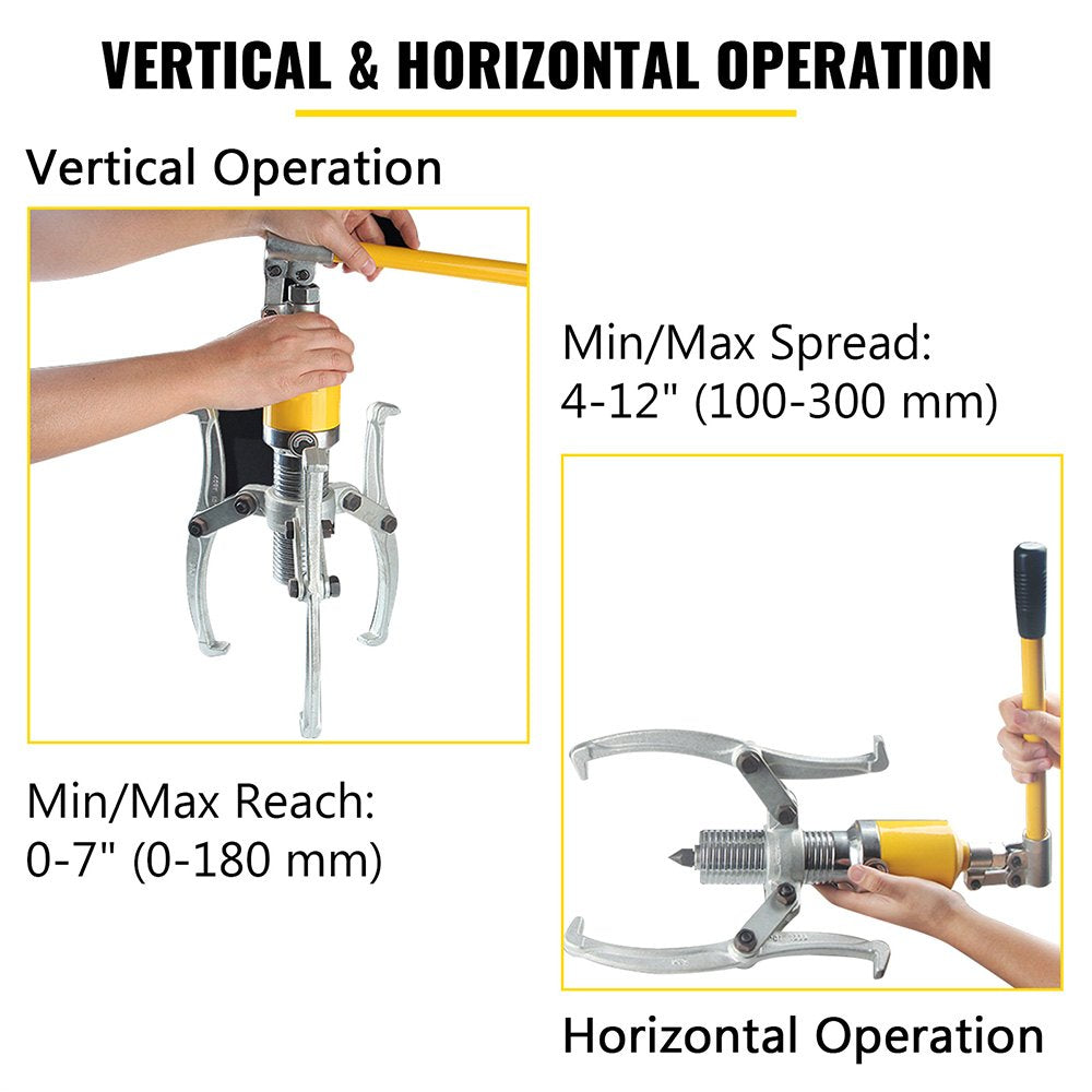Automotive Parts: VEVOR Hydraulic Gear Puller, 15 Ton Max. Capacity Hydraulic Puller, 2 or 3 Jaws Bearing Hub Separator, 3.9"- 11.8" Hydraulic Puller Separator Tool for Pulling Hubs, Flanges, Gears, Bearings