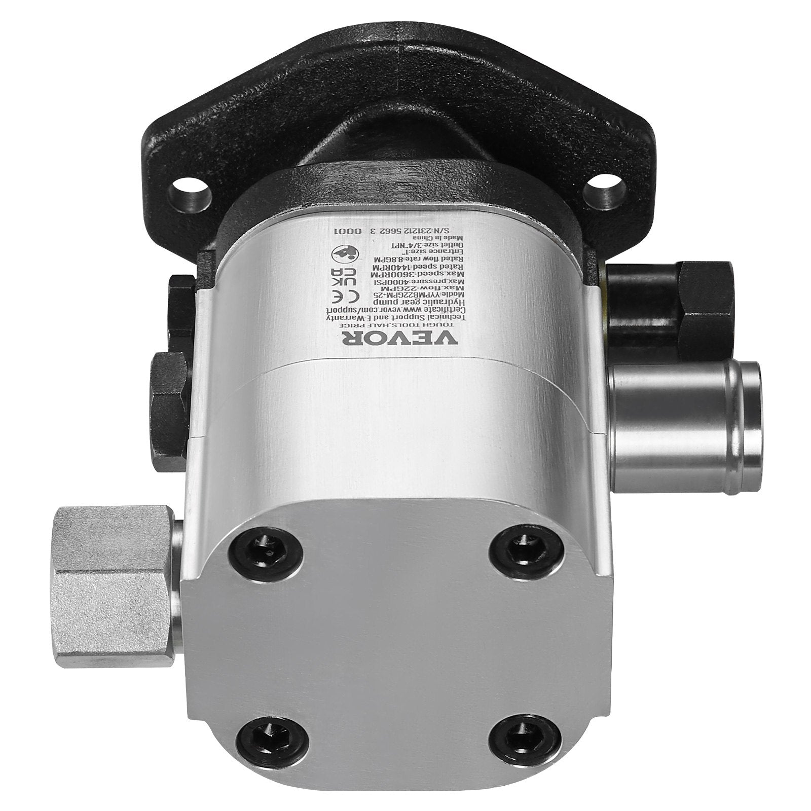 Hydraulic Log Splitter Pump, 22GPM, 2 Stage 4000PSI Wood Log Splitter Pump, 1'' Inlet 3/4'' NPT Outlet 3600 RPM Aluminum Hydraulic Gear Pump, for Small Engine Mounting Log Splitters Snowplow