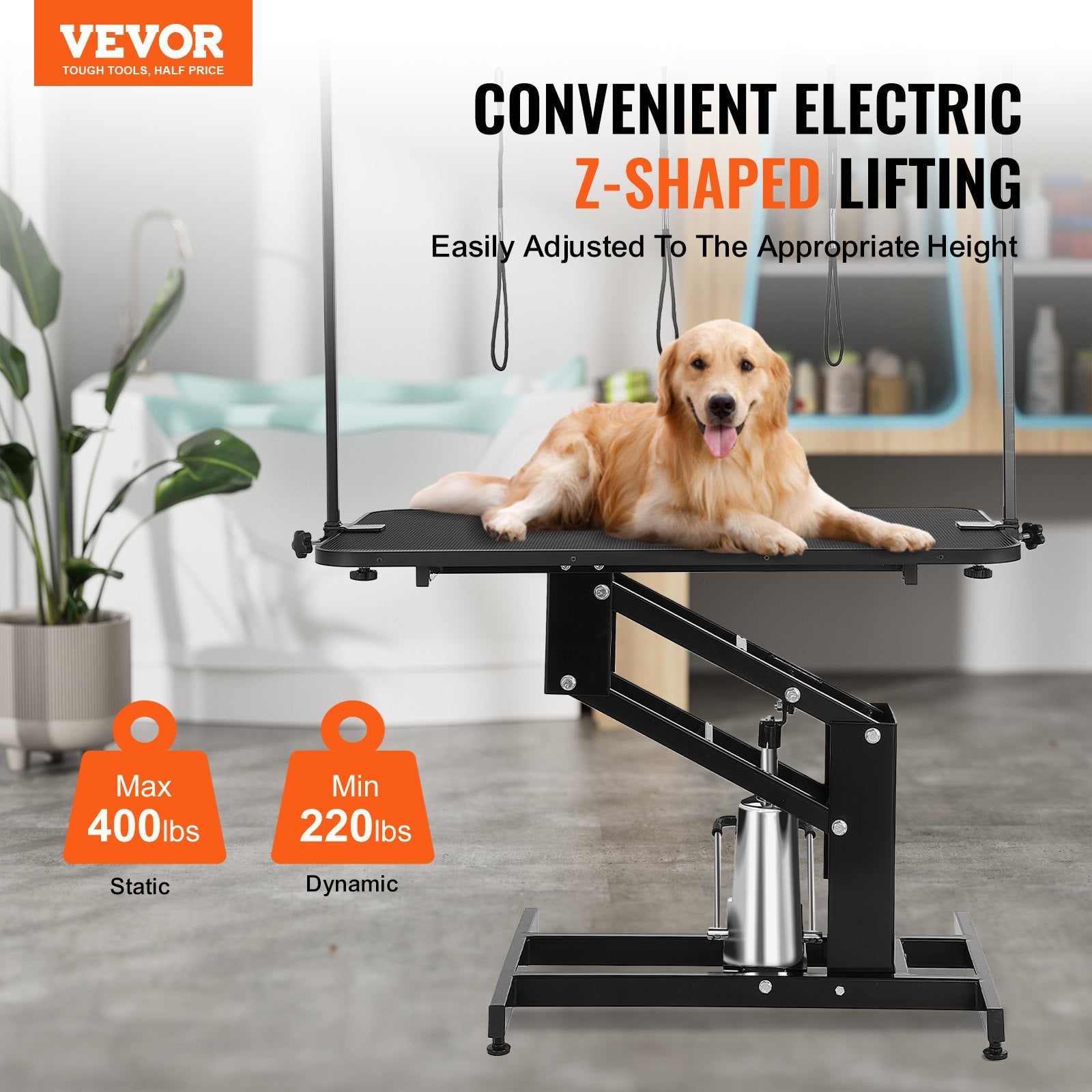Dog Grooming Supplies: VEVOR 109cm Hydraulic Pet Grooming Table, Heavy Duty Dog Grooming Arm for Medium/ Small Dogs, Height Adjustable Dog Grooming Station, Anti Slip Tabletop /Dog Grooming Station, Max Bearing 182kg