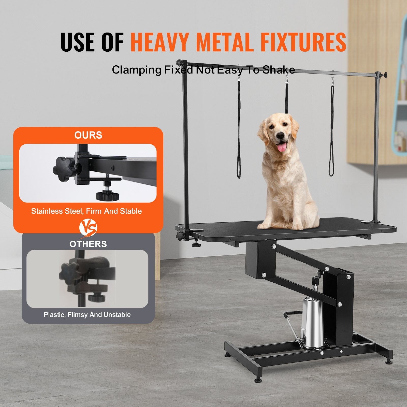 Dog Grooming Supplies: VEVOR 109cm Hydraulic Pet Grooming Table, Heavy Duty Dog Grooming Arm for Medium/ Small Dogs, Height Adjustable Dog Grooming Station, Anti Slip Tabletop /Dog Grooming Station, Max Bearing 182kg