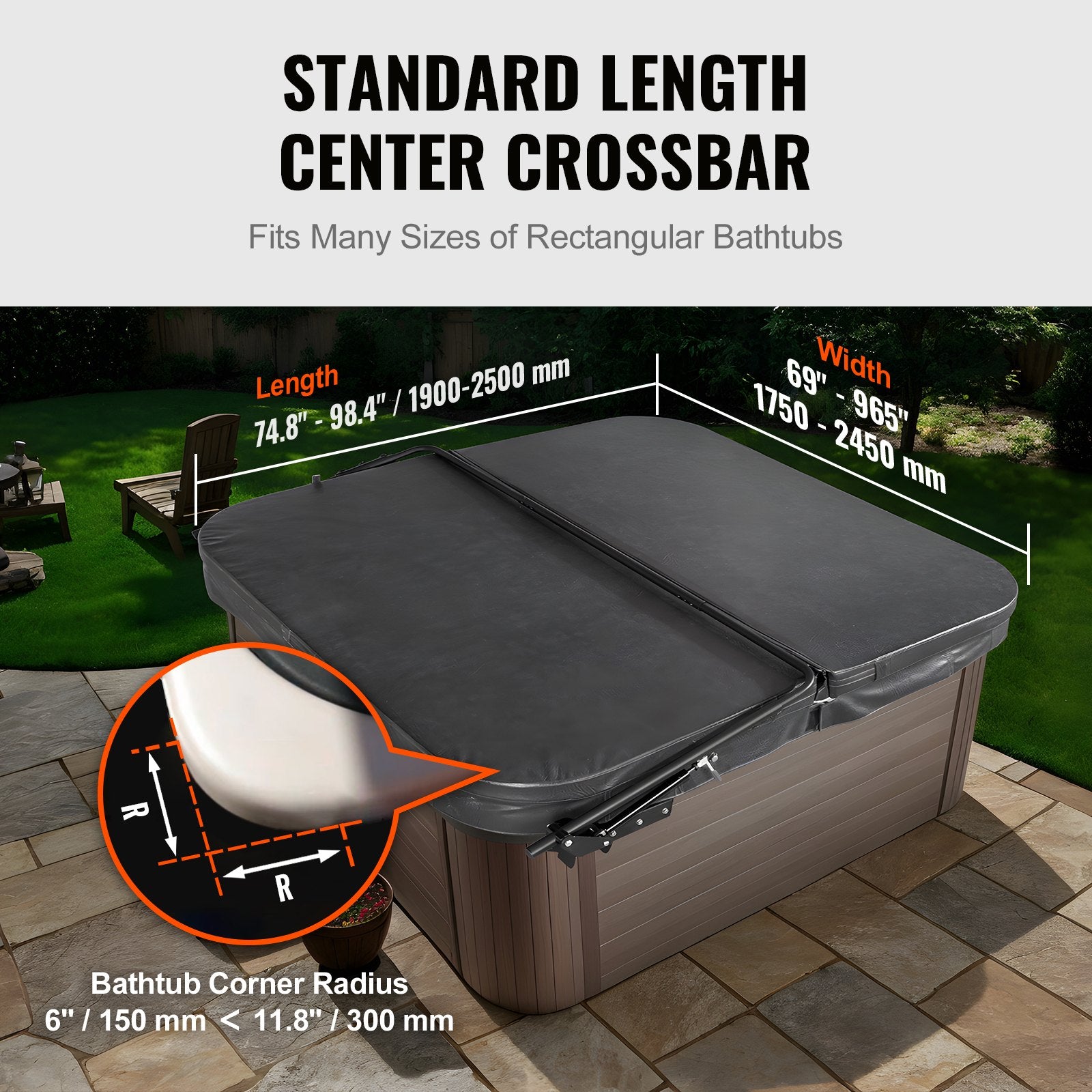 Cat Scratchers: VEVOR Hot Tub Cover Lift, Spa Cover Lift, Hydraulic, Width 175.26cm - 254.11cm Adjustable, Installed on Both Sides at the Top, Suitable for Various Sizes of Rectangular Bathtubs, Hot Tubs, Spa