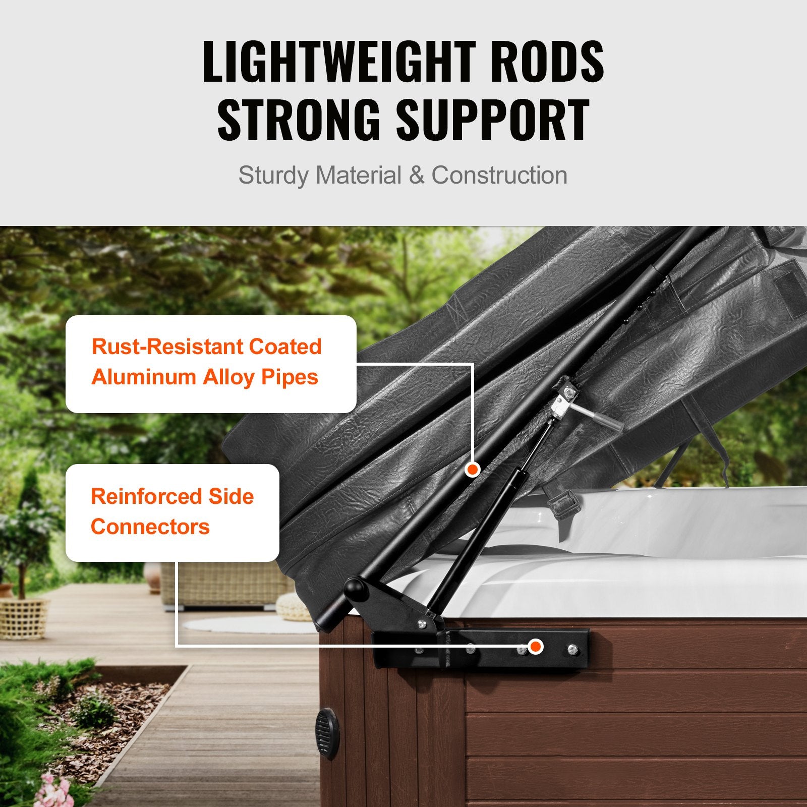 Cat Scratchers: VEVOR Hot Tub Cover Lift, Spa Cover Lift, Hydraulic, Width 175.26cm - 254.11cm Adjustable, Installed on Both Sides at the Top, Suitable for Various Sizes of Rectangular Bathtubs, Hot Tubs, Spa