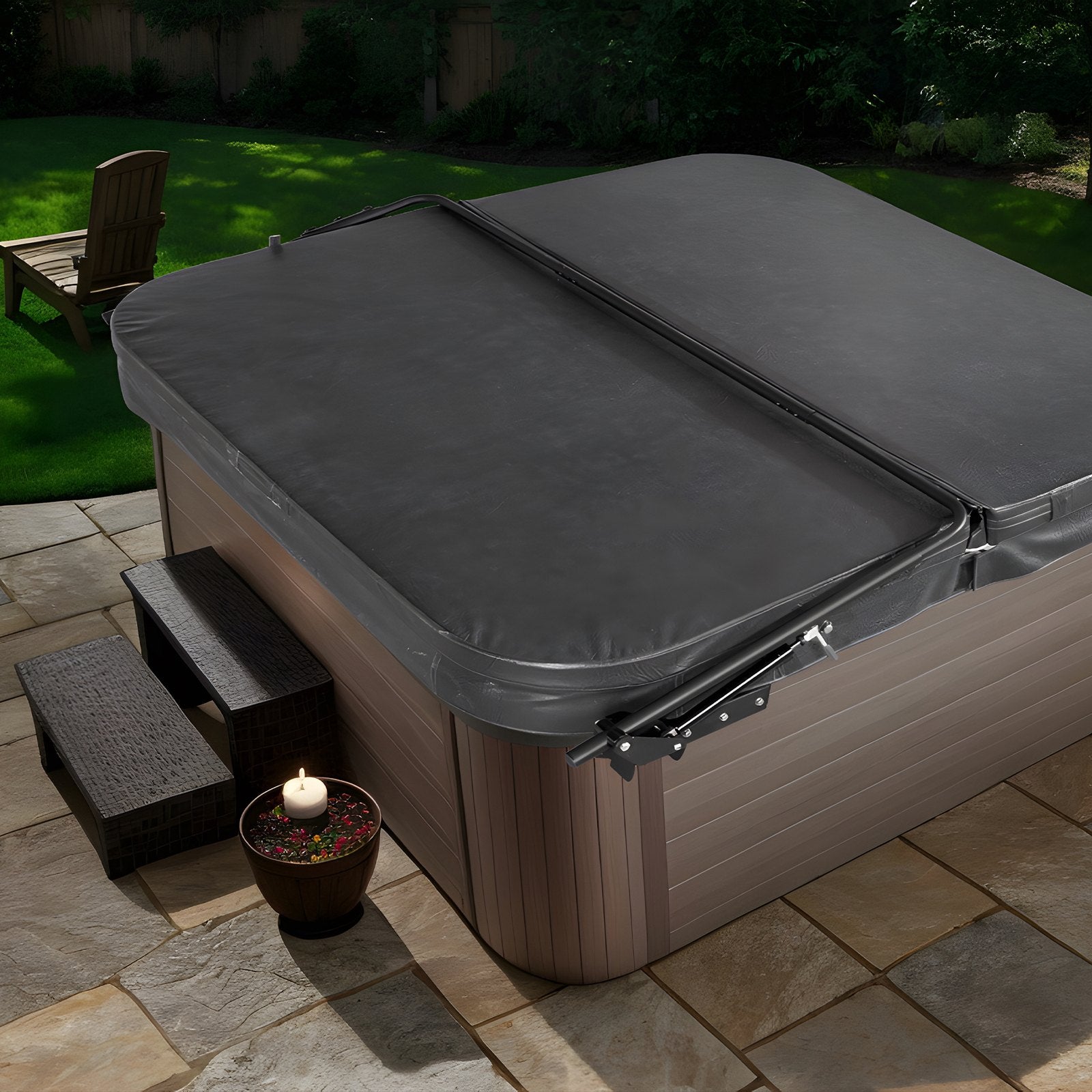 Cat Scratchers: VEVOR Hot Tub Cover Lift, Spa Cover Lift, Hydraulic, Width 175.26cm - 254.11cm Adjustable, Installed on Both Sides at the Top, Suitable for Various Sizes of Rectangular Bathtubs, Hot Tubs, Spa