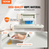 Changing Tables: VEVOR Wall-Mounted Baby Changing Station, Horizontal Foldable Diaper Change Table with Safety Straps and Hanging Rods, Use in Commercial Bathrooms,  Daycare Centers for Newborns & Infant