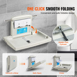 Changing Tables: VEVOR Wall-Mounted Baby Changing Station, Horizontal Foldable Diaper Change Table with Safety Straps and Hanging Rods, Use in Commercial Bathrooms,  Daycare Centers for Newborns & Infant
