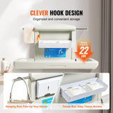 Changing Tables: VEVOR Wall-Mounted Baby Changing Station, Horizontal Foldable Diaper Change Table with Safety Straps and Hanging Rods, Use in Commercial Bathrooms,  Daycare Centers for Newborns & Infant