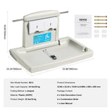 Changing Tables: VEVOR Wall-Mounted Baby Changing Station, Horizontal Foldable Diaper Change Table with Safety Straps and Hanging Rods, Use in Commercial Bathrooms,  Daycare Centers for Newborns & Infant