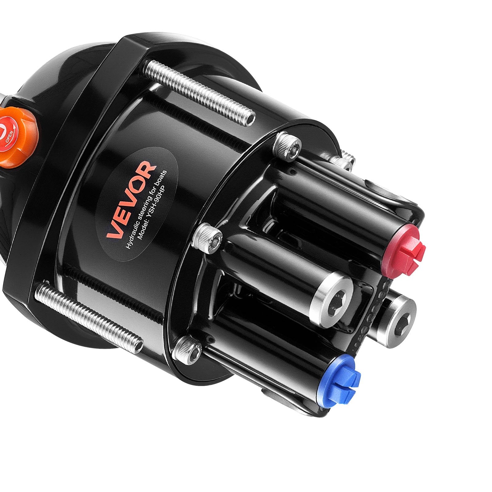 Hydraulic Steering Kit, 90 HP, Hydraulic Steering Helm Pump & Cylinder, with 6.9 MPa/1000 psi Max Working Pressure, Aluminum Alloy Housing, Check Valve, for Outboards Fishing Boats Sailboats