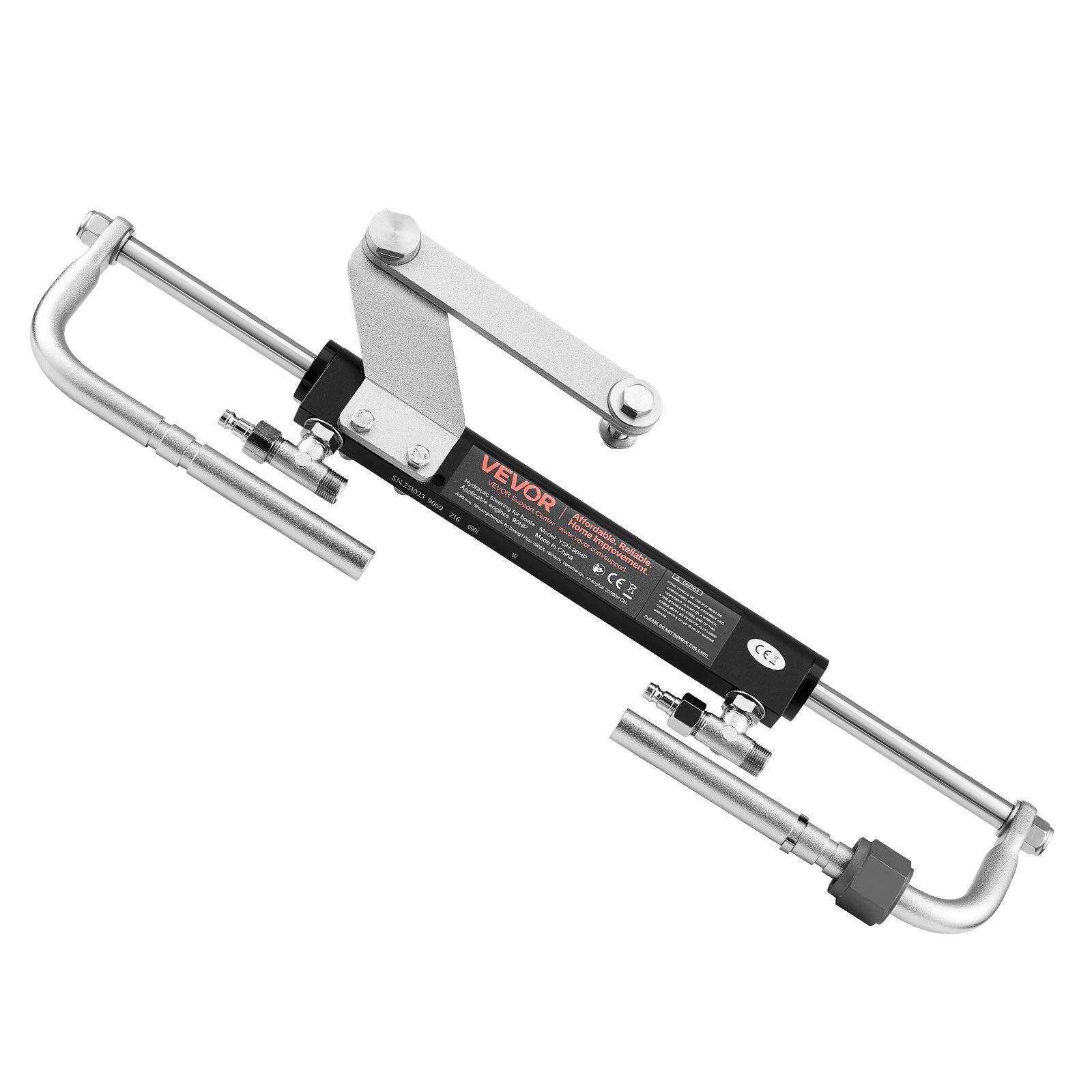 Hydraulic Steering Kit, 90 HP, Hydraulic Steering Helm Pump & Cylinder, with 6.9 MPa/1000 psi Max Working Pressure, Aluminum Alloy Housing, Check Valve, for Outboards Fishing Boats Sailboats
