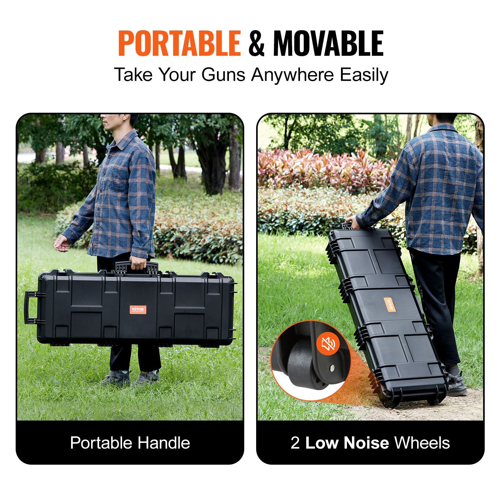Camp Safety Equipment: VEVOR Rifle Case, Rifle Hard Case with 3 Layers Fully-protective Foams, 42 inch lockable Hard Gun Case with Wheels, IP67 Waterproof & Crushproof, for Two Rifles or Shotguns, Airsoft Gun